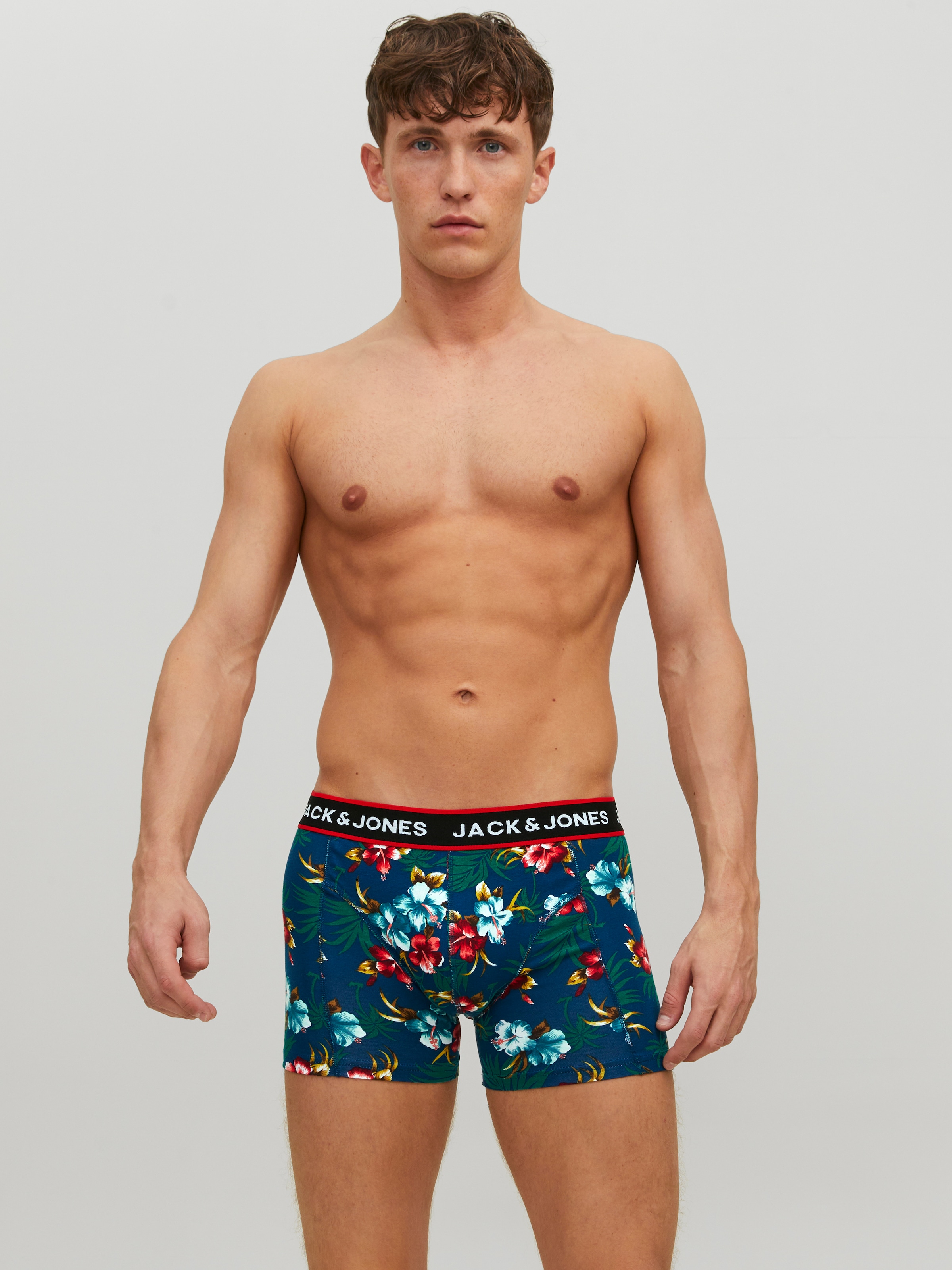 Jack & Jones Trunk »JACFLOWER mit Blumenprint und elastischem Bund« Packung, 3 Stk. bedruckt, modisch, eng anliegend, Baumwollmischung, Bündchen