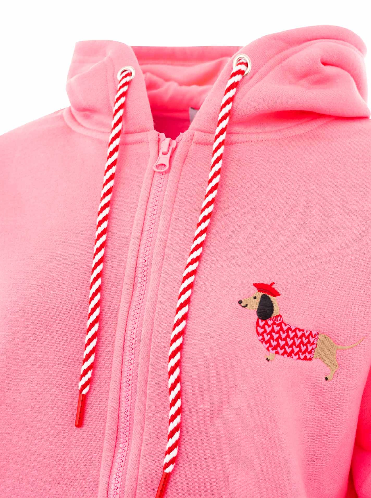 Zwillingsherz Veste sweat »"Très Bien"« Mini Moi, motif mignon de teckel, poignets rayés, capuche, fermeture éclair