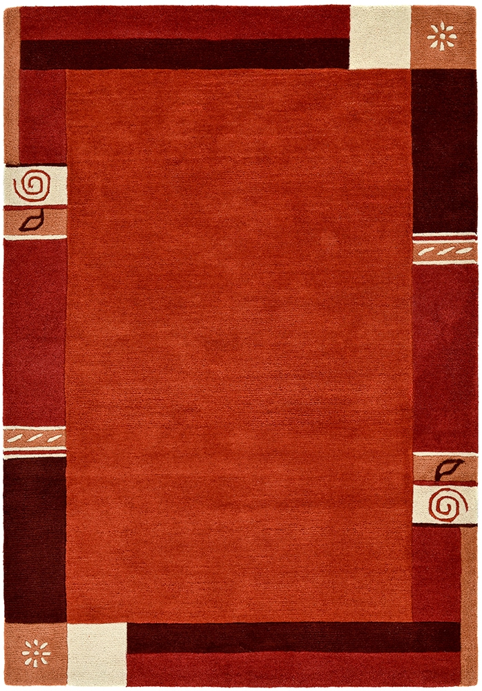 THEKO Tapis en laine »Tromso, Wolle, Handgefertigt, Bordüre mit Hoch-Tief-Effekt« Rectangulaire 15 mm Höhe Wohnzimmer, Schlafzimmer, Esszimmer