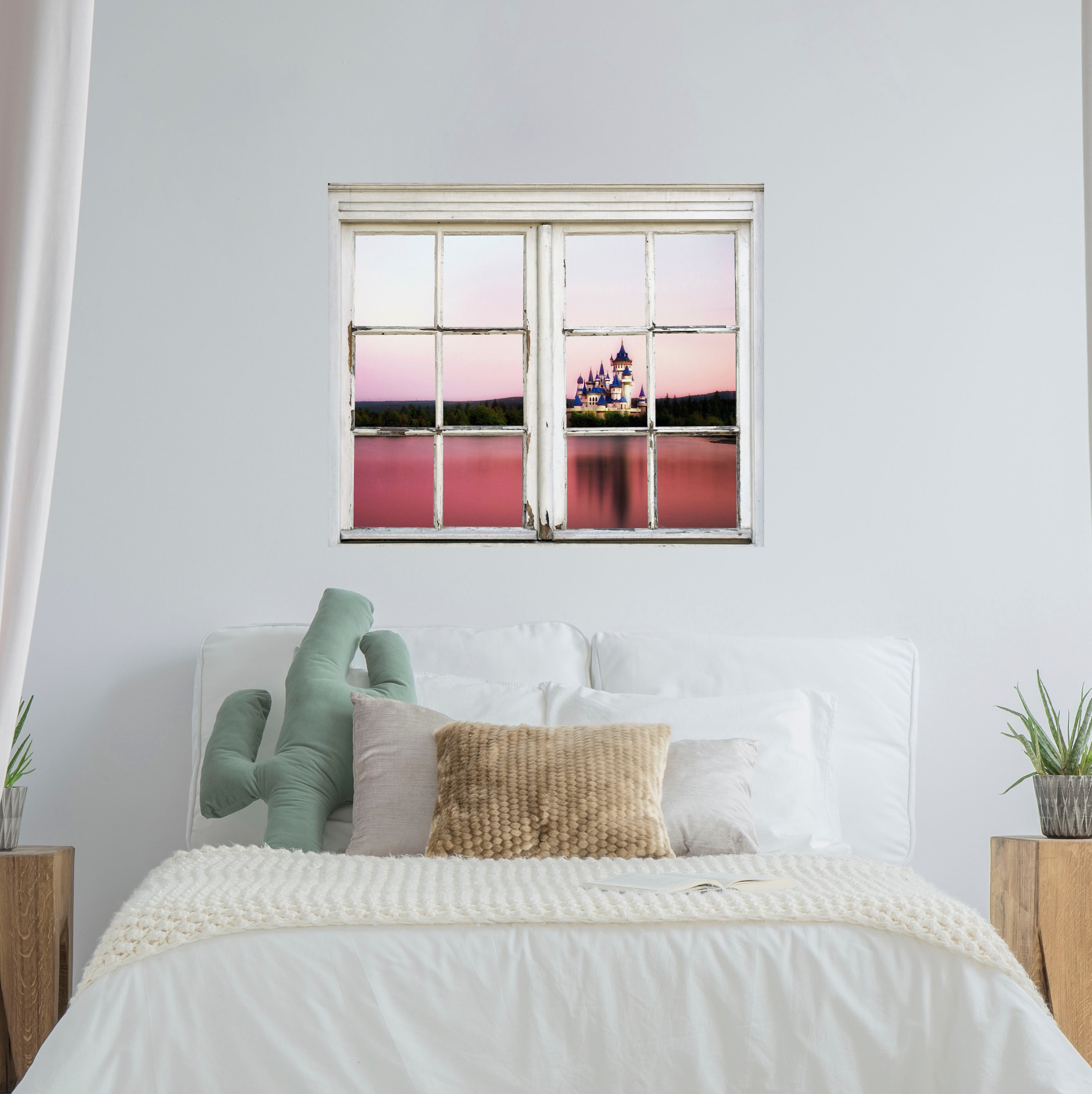 queence Autocollants muraux »Schloss am Meer« Wandsticker, Wandbild, selbstklebend, Schloss, Meer, Wasser