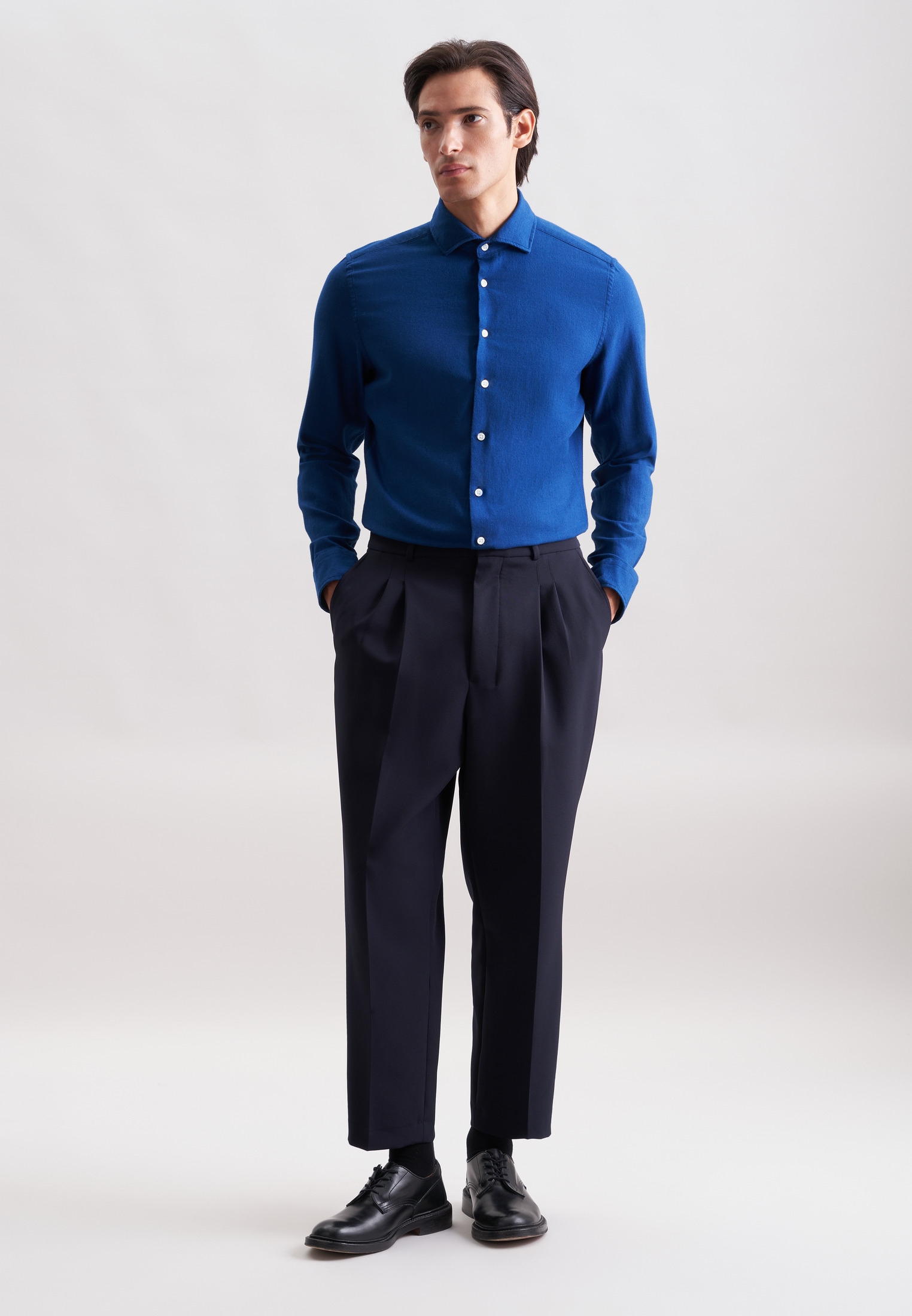 seidensticker Flanellhemd Slim 1/1 Kentkragen Uni