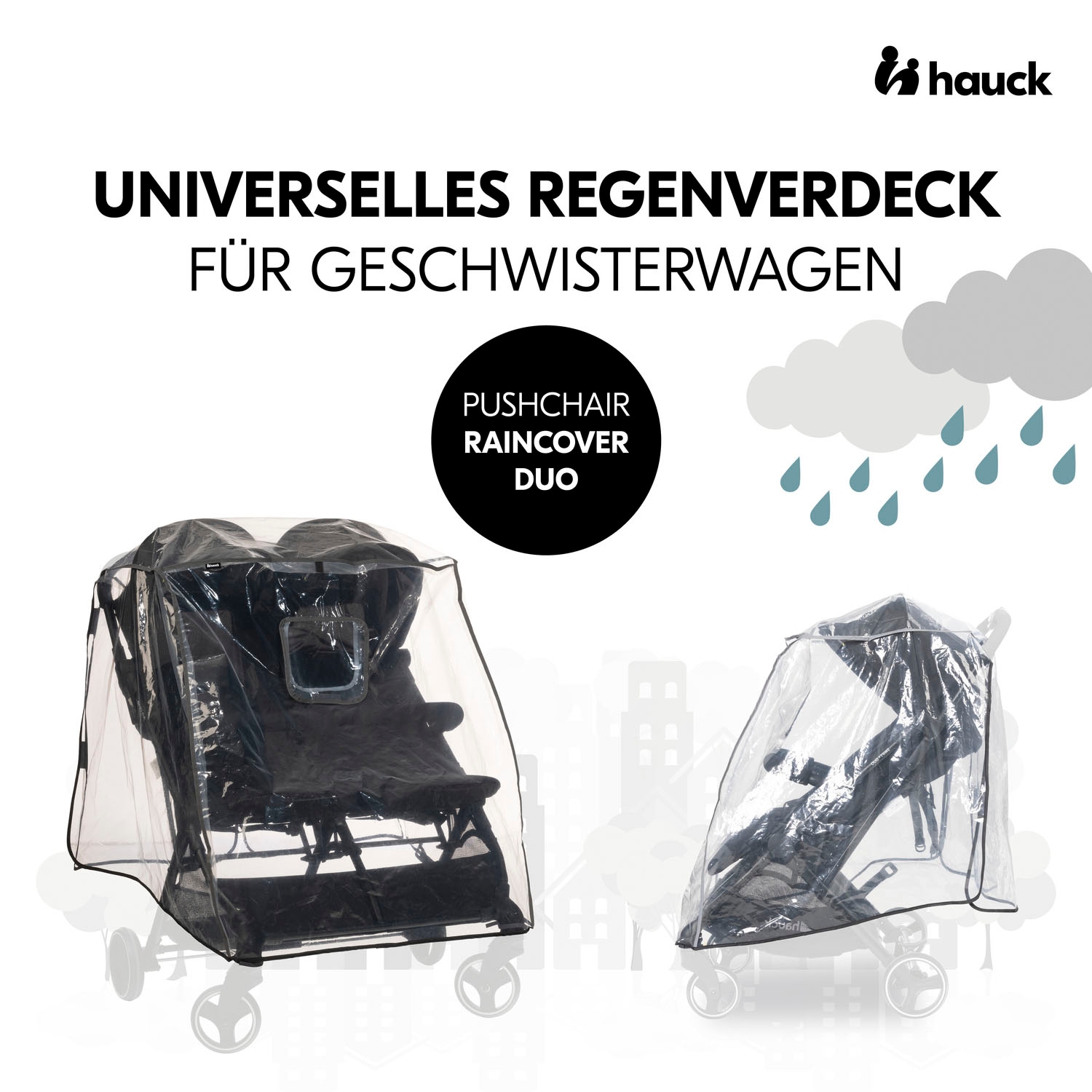 Hauck Kinderwagen-Regenschutzhülle »Pushchair Raincover Duo« für Geschwisterwagen