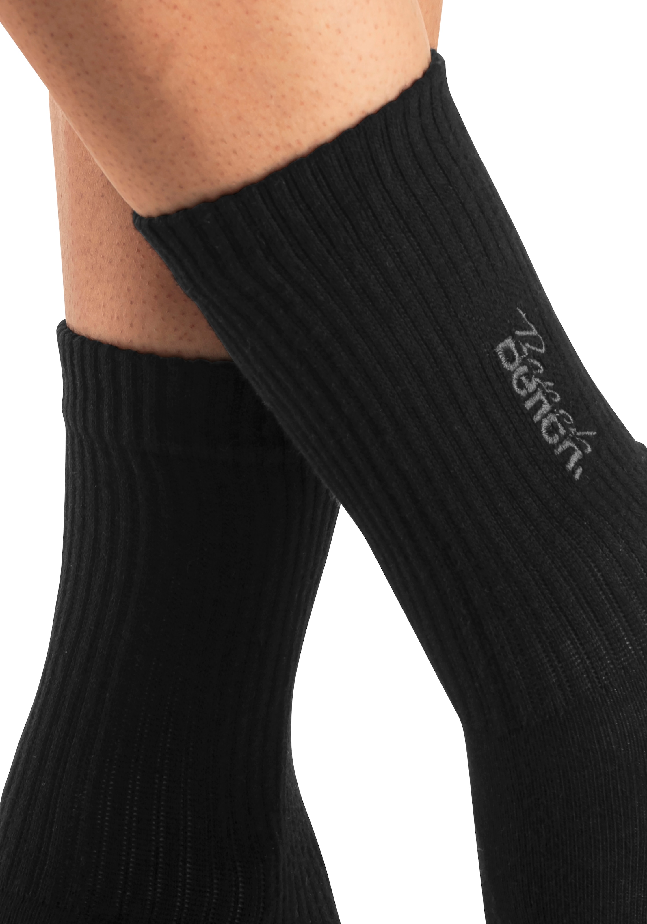 Bench. Basicsocken »Damensocken hochgeripptes Bündchen« Packung, 3 Stk. tlg. mit Bench Logo Stickerei