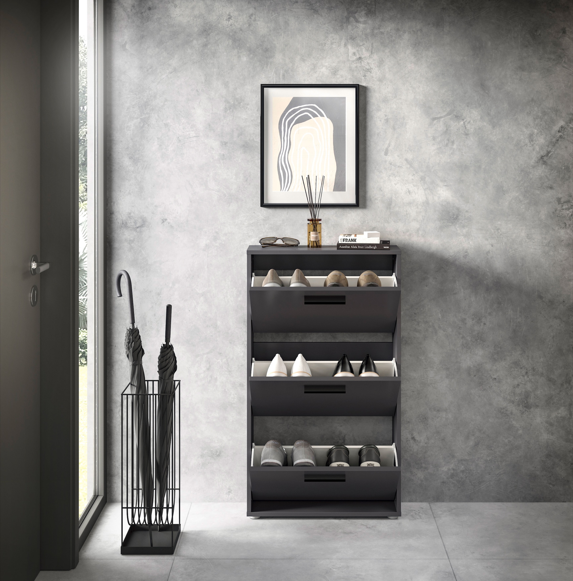 HBZ Schuhkipper »Sam Schuhkipper, Schuhschrank BxHxT 59x103x17 cm« 1 Stk. tlg. Schuhkipper, Schuhschrank mit 3 Klappen, BxHxT 59x103x17cm