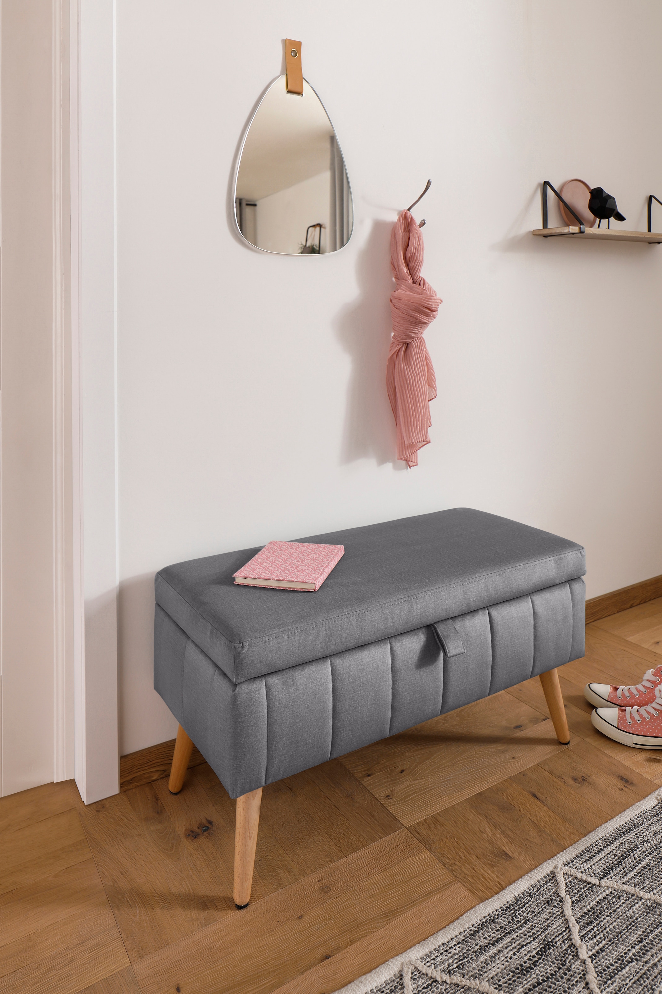 GOODproduct Banc coffre »AMIRA Sitzbank mit Stauraum, Masse B/T/H: 81/36/43 cm« avec compartiment de rangement, en 3 qualités de revêtement avec fine piqûre