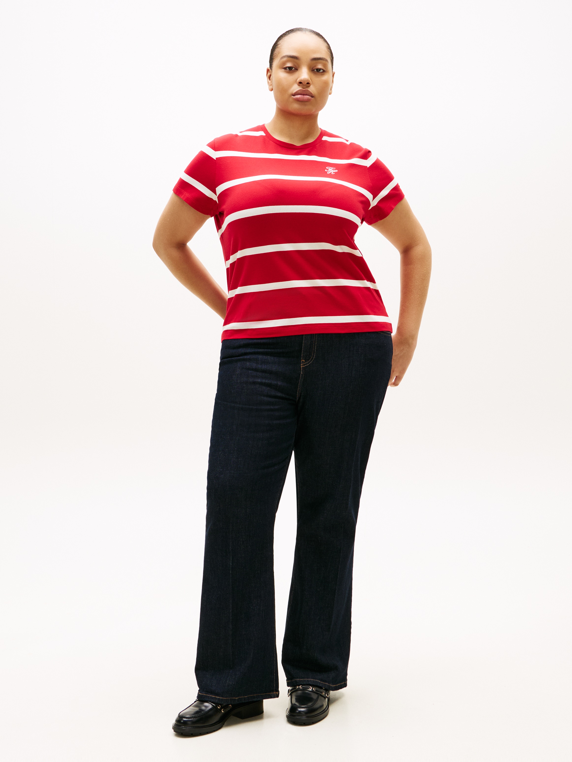 Tommy Hilfiger Curve Kurzarmshirt »CRV TH SCRIPT REG C-NK SS TEE« in grossen Grössen