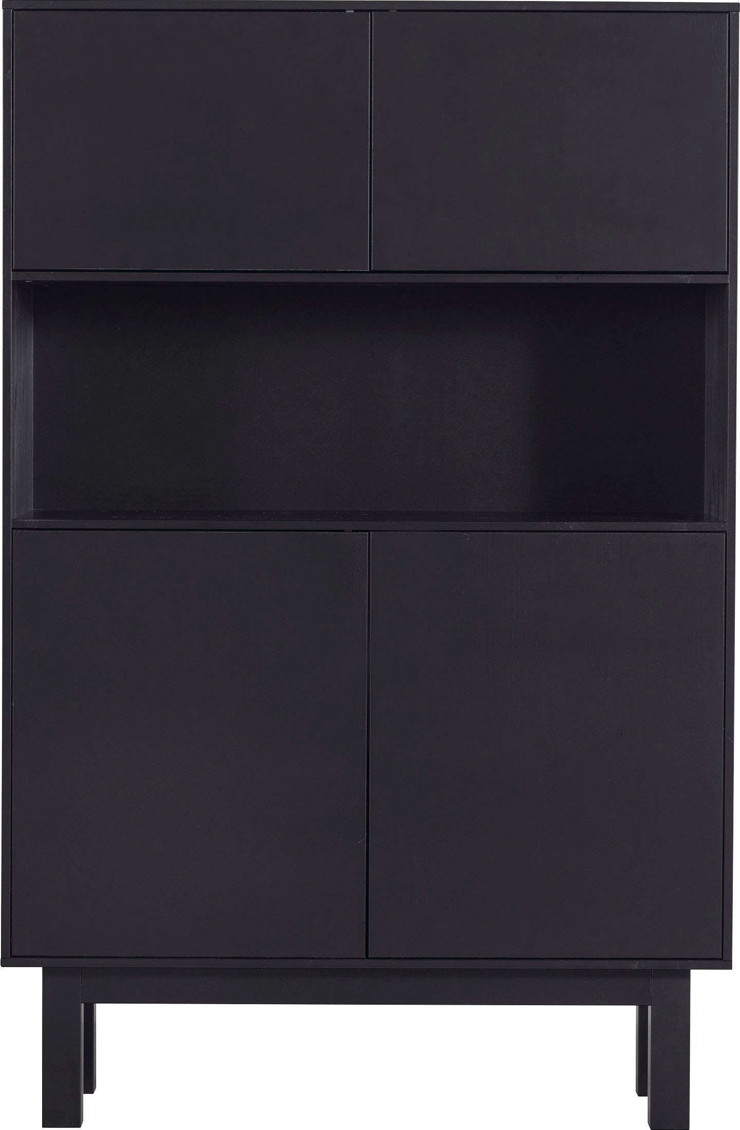 WOOOD Buffet »Finca FSC®-Kiefernholz mit Druckmechanismus, H 170 x B 110 x T 40 cm« Tragkraft 10 kg pro Boden, offenes Mittelfach, sichtbare maserung