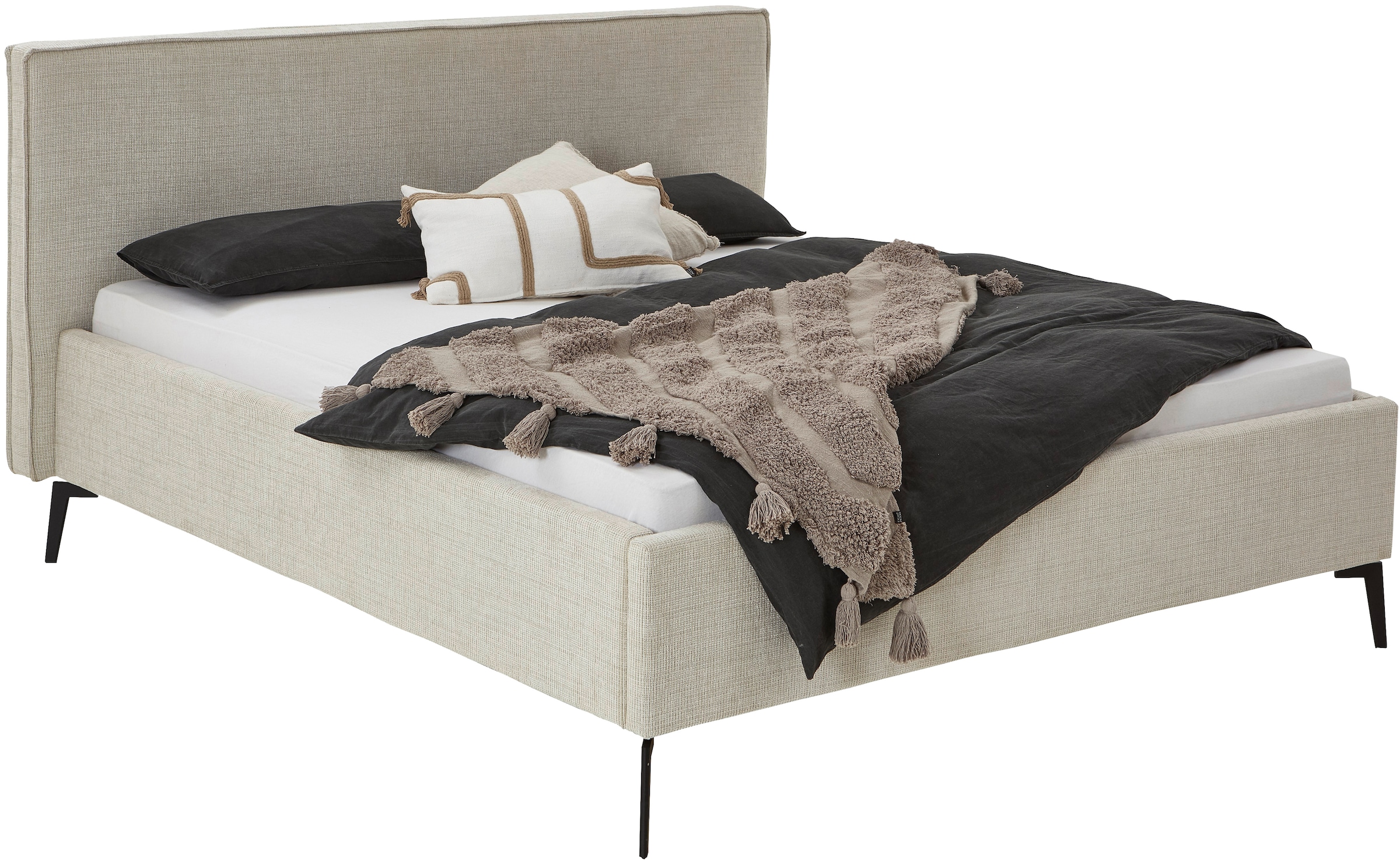 meise.möbel Lit rembourré »Riva II« avec pieds métalliques noirs, option coffre de lit