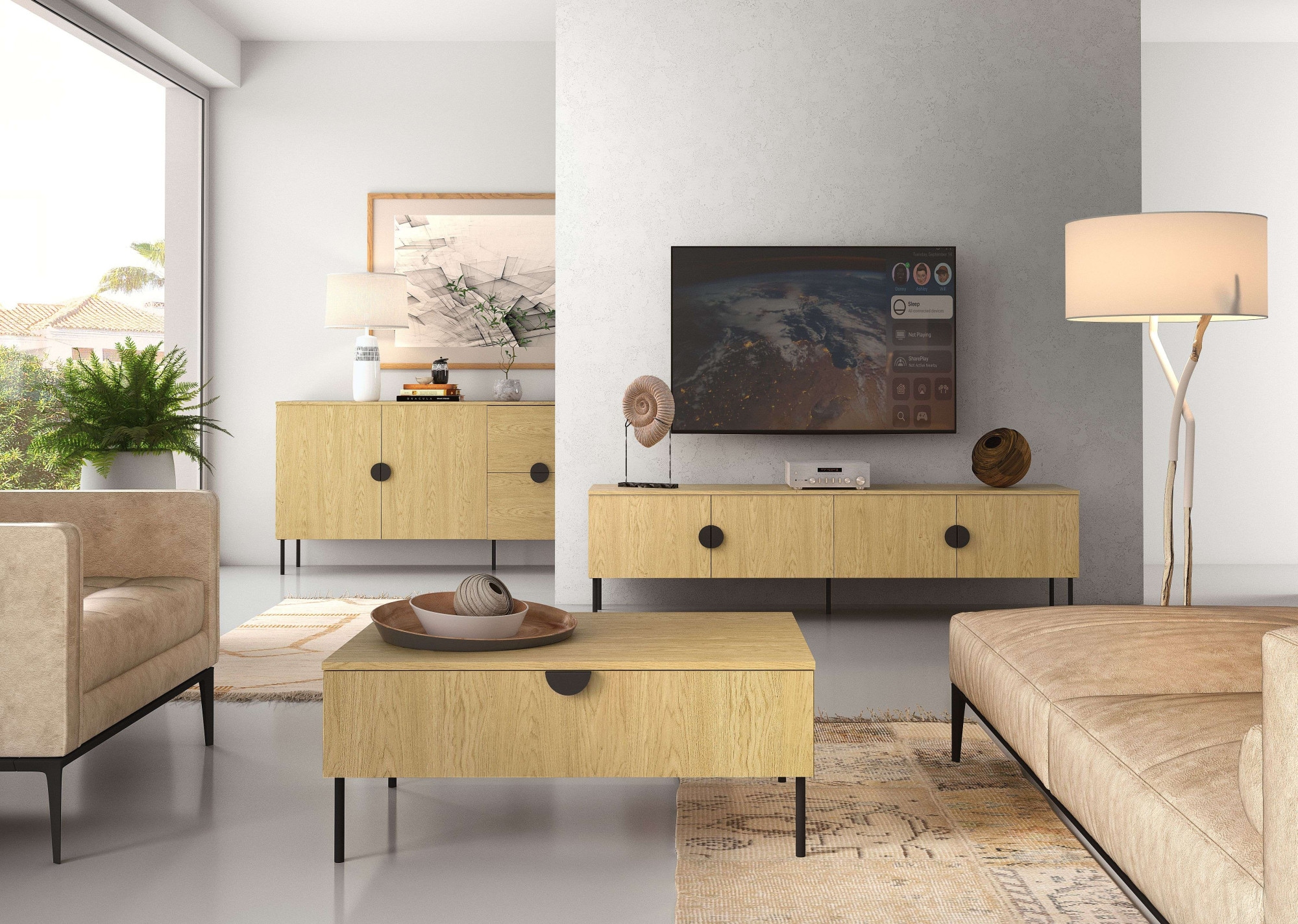 Home affaire Table basse »BELLOT Kaffeetisch mit viel Stauraum, 100x66cm, modernes Design« Beistelltisch mit zusätzlichen Aufbewahrungsschränken, goldene Akzente
