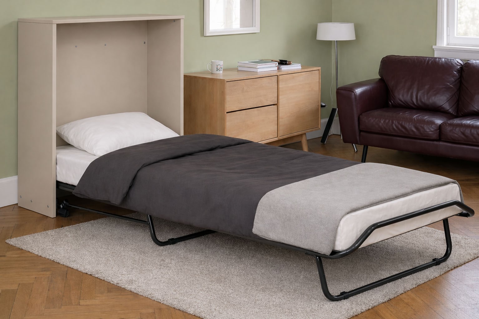 Home affaire Lit armoire »Sognum als Gästebett nutzbar, Wandklappbett in Kommodenoptik« Disponible en blanc, noir et cachemire,  incl. matelas, lit pliant gain de place, optimal pour petits espaces