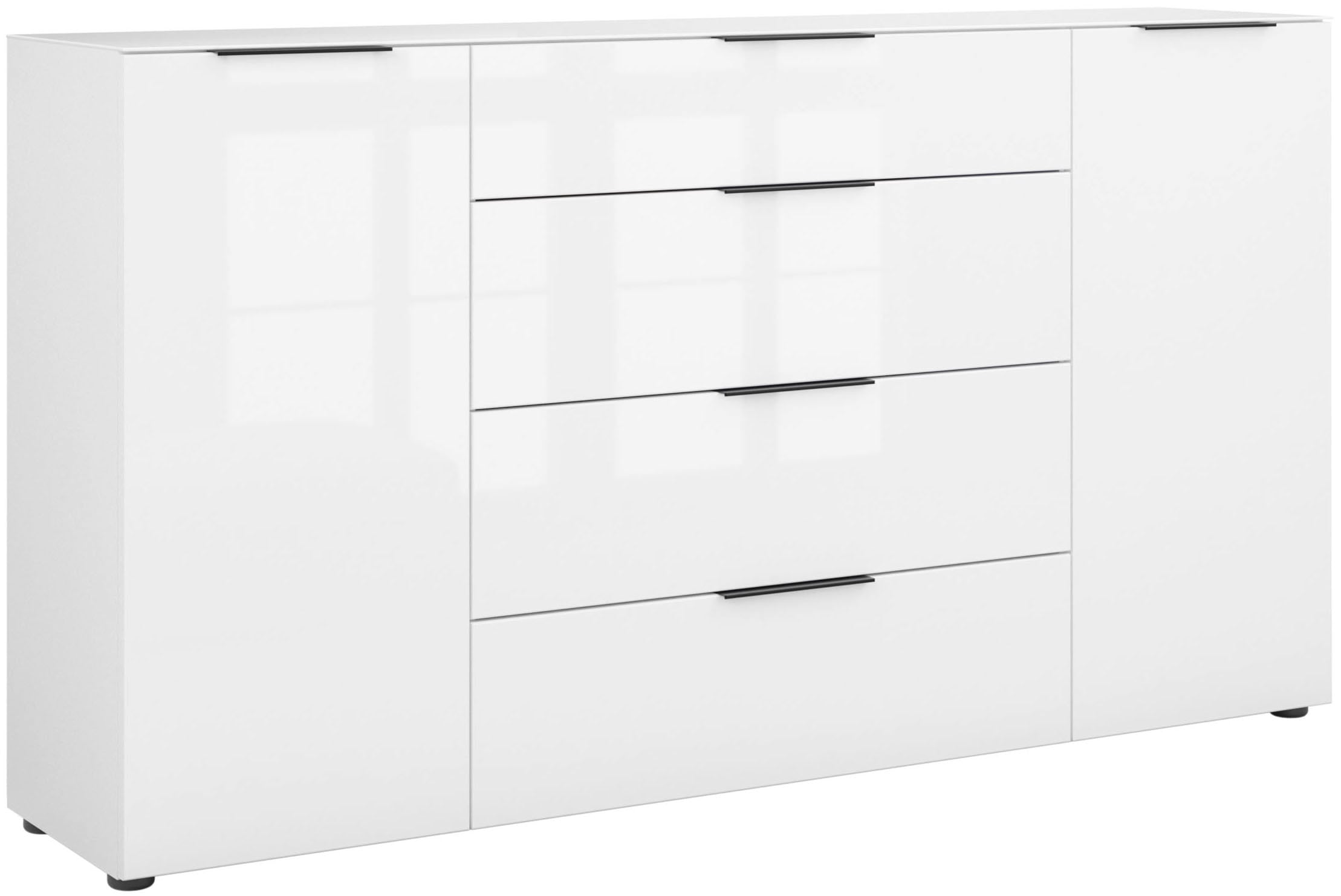 Manjana Möbel Sideboard »Style« mit Glasfronten, mit Metallgriffen, melaminbeschichtet