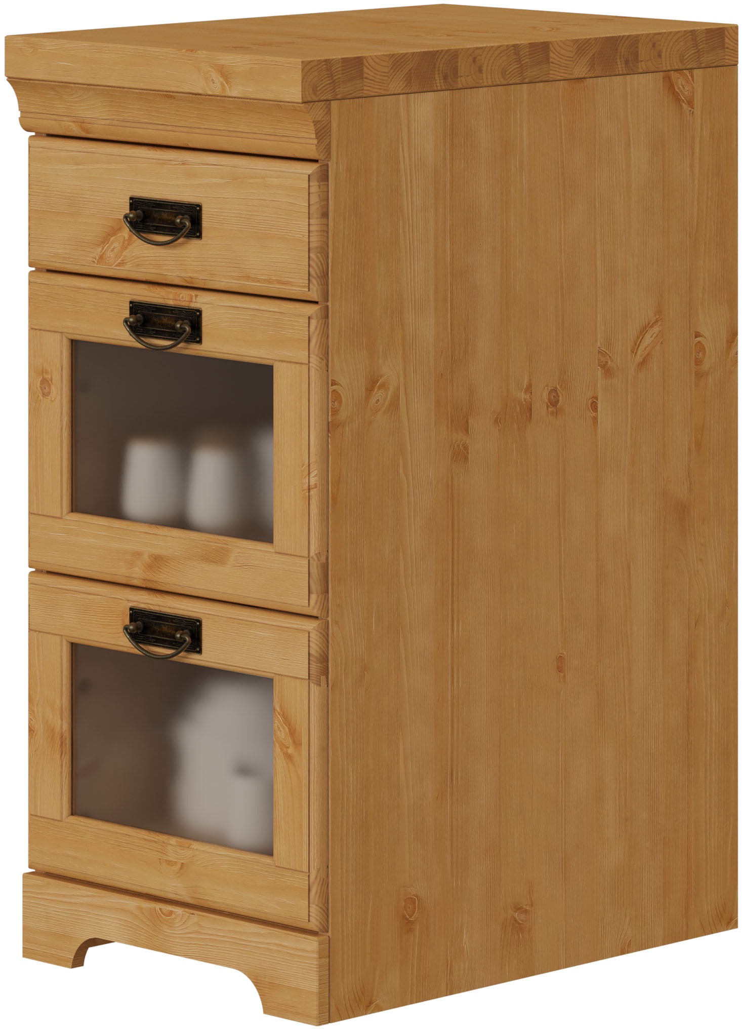 Home affaire Armoire basse »Rügen« Breite 40 cm, Kiefer massiv, Schubkästen mit Glaseinsatz