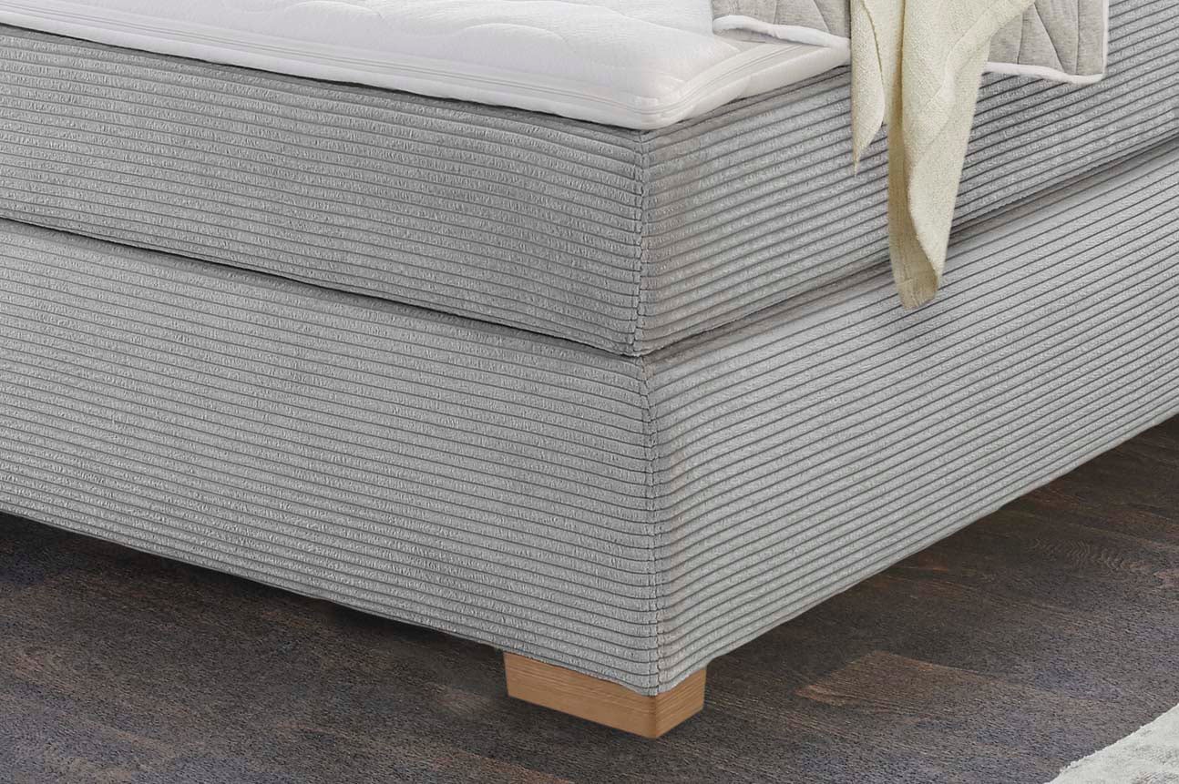 Jockenhöfer Gruppe Boxspringbett »Romy erhältlich in 140 & 180cm Breite« Cordstoff, 7-Zonen-TTFK-Matratze, KS-Topper, Echtholzfüsse