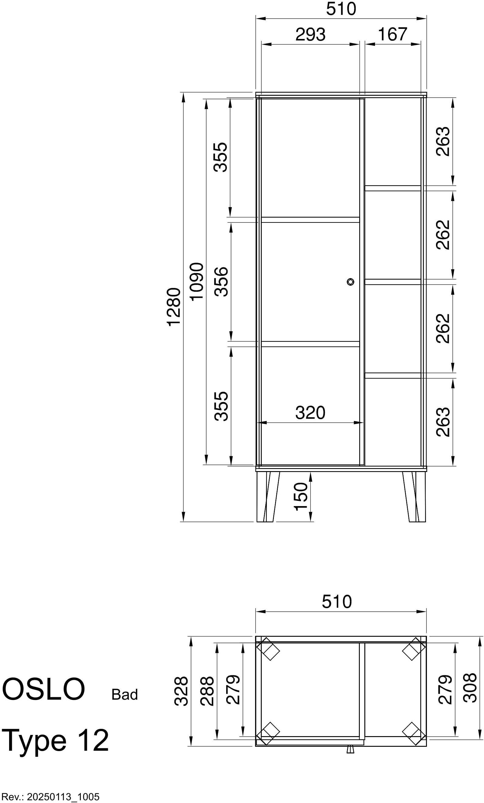 INOSIGN Stauraumschrank »Oslo, Badschrank mit Knopfgriff, Hochschrank im skandinavischen Design« in der Türfarbe Weiss oder Grau verfügbar, ausreichend Stauraum