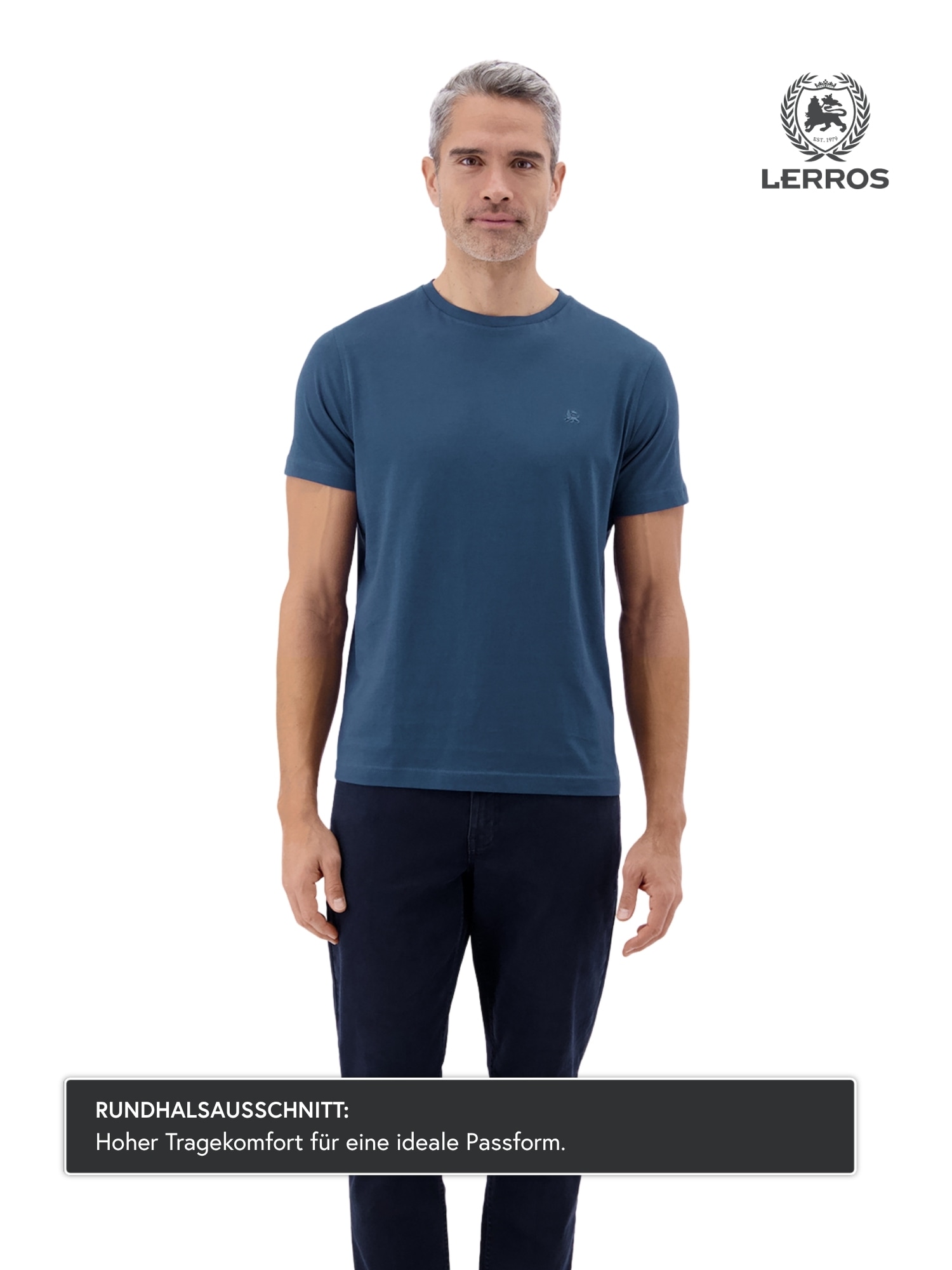 LERROS T-shirt »T-Shirt mit Rundhalsausschnitt« t-shirt homme 100% coton, uni, qualité jersey
