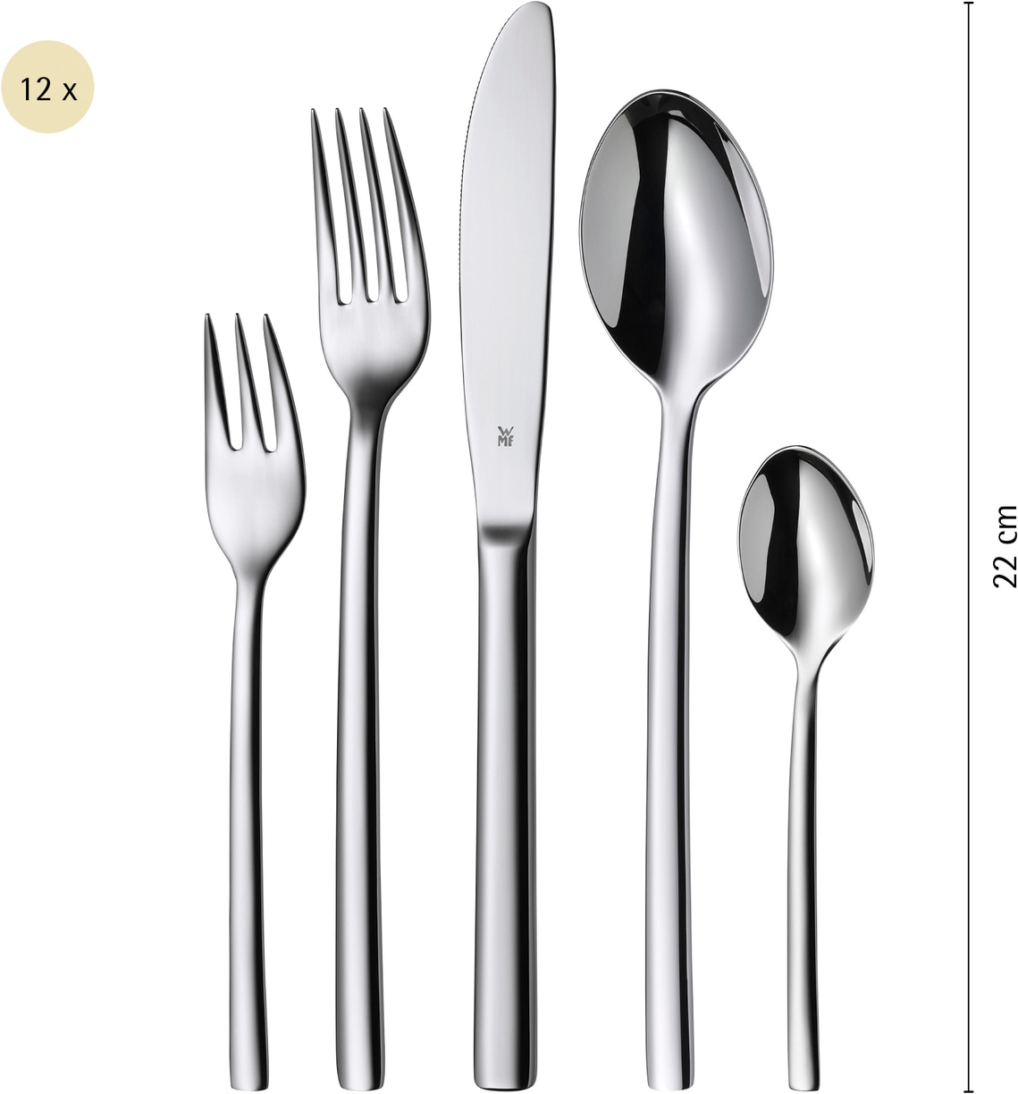 WMF Set de couverts »Miami in eleganter Optik, ergonomische Haptik, Wellenschliff-Messer« spülmaschinengeeignet, säuregeeignet, hochwertiger Besteckkasten