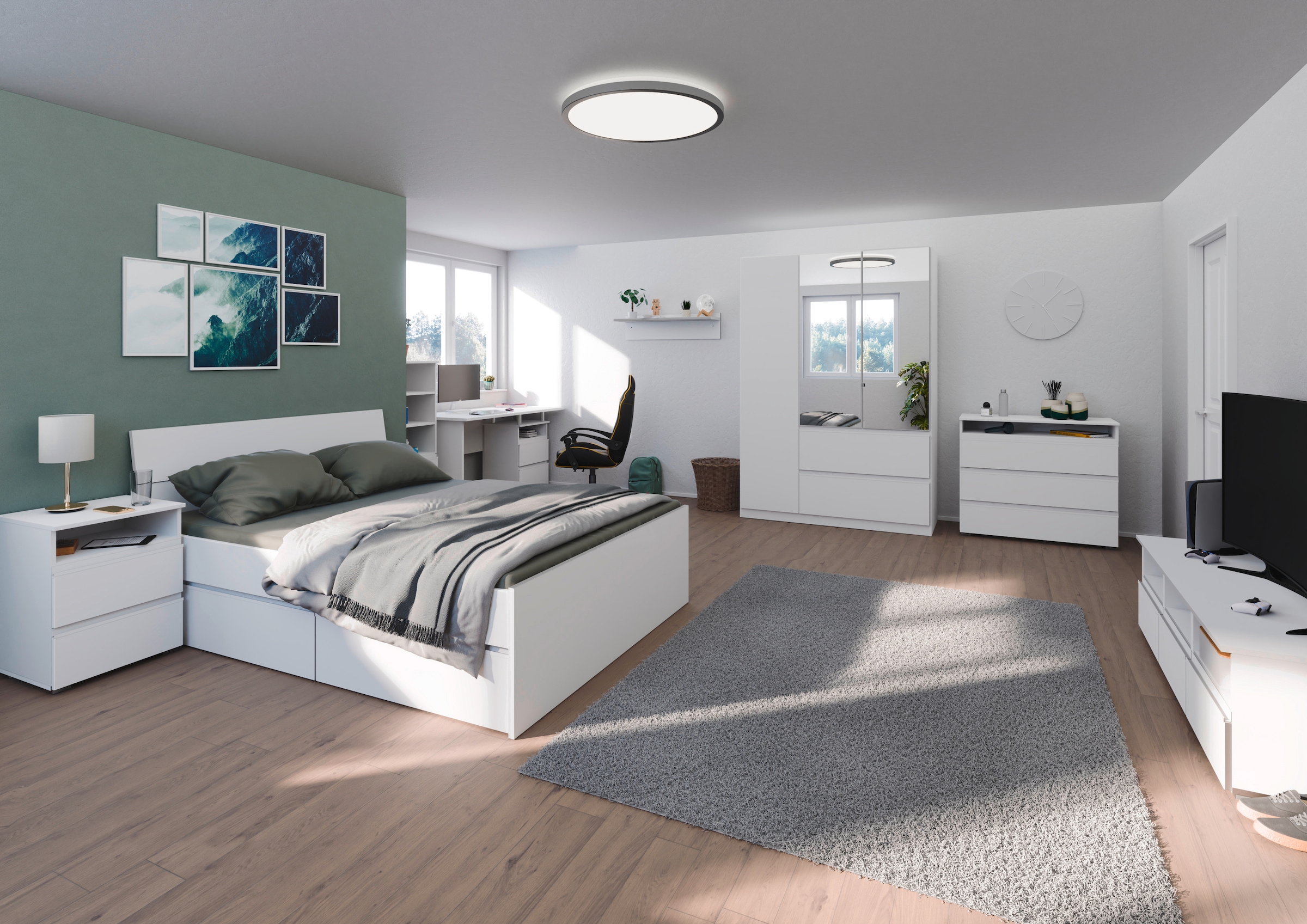 rauch Armoire à portes battantes »Kleiderschrank Schrank Garderobe Wäscheschrank Schlafzimmer JOEL« En 3 configurations différentes BASIC/CLASSIC/PREMIUM,  avec deux tiroirs, fonction Push-to-Open MADE IN GERMANY