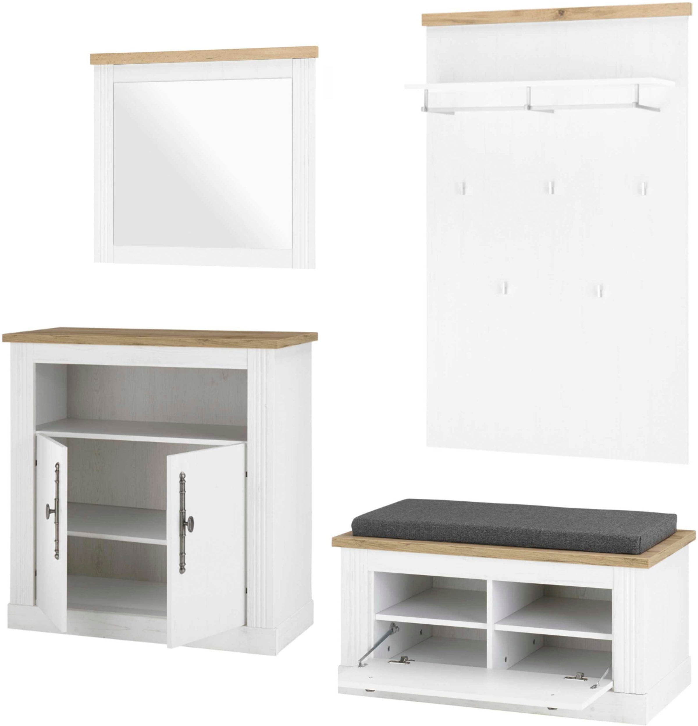 GOODproduct Ensemble de vestiaires »WESTMINSTER TOPSELLER!« Schuhbank, Spiegel, Kommode, Wandpaneel, 4 cuis tlg.