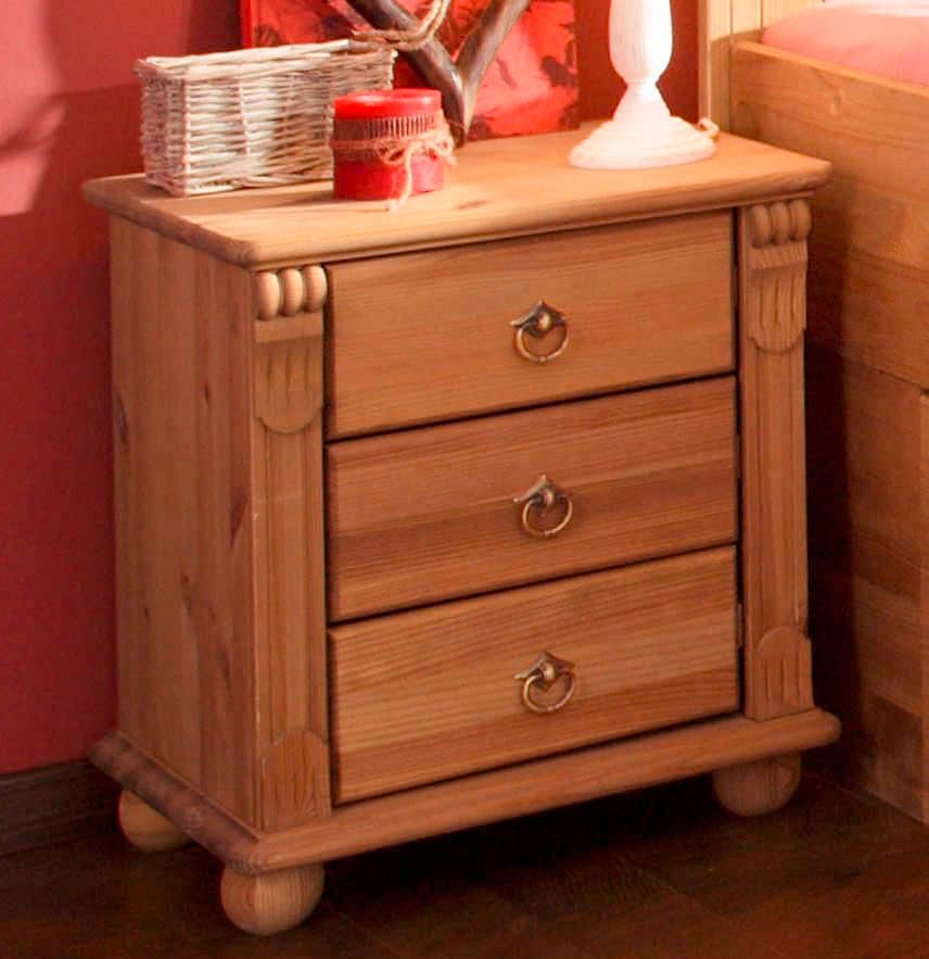 GOODproduct Table de nuit »Tessin« aus massiver FSC®-zertifizierter Kiefer, mit 3 Schubladen