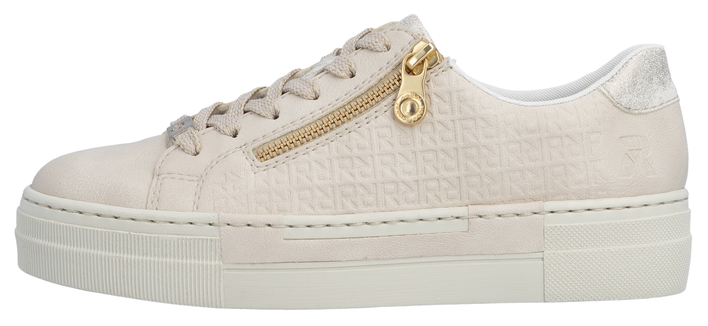 Rieker Baskets à plateforme  mit goldfarbenem Reissverschluss, Freizeitschuh, Halbschuh, Schnürschuh