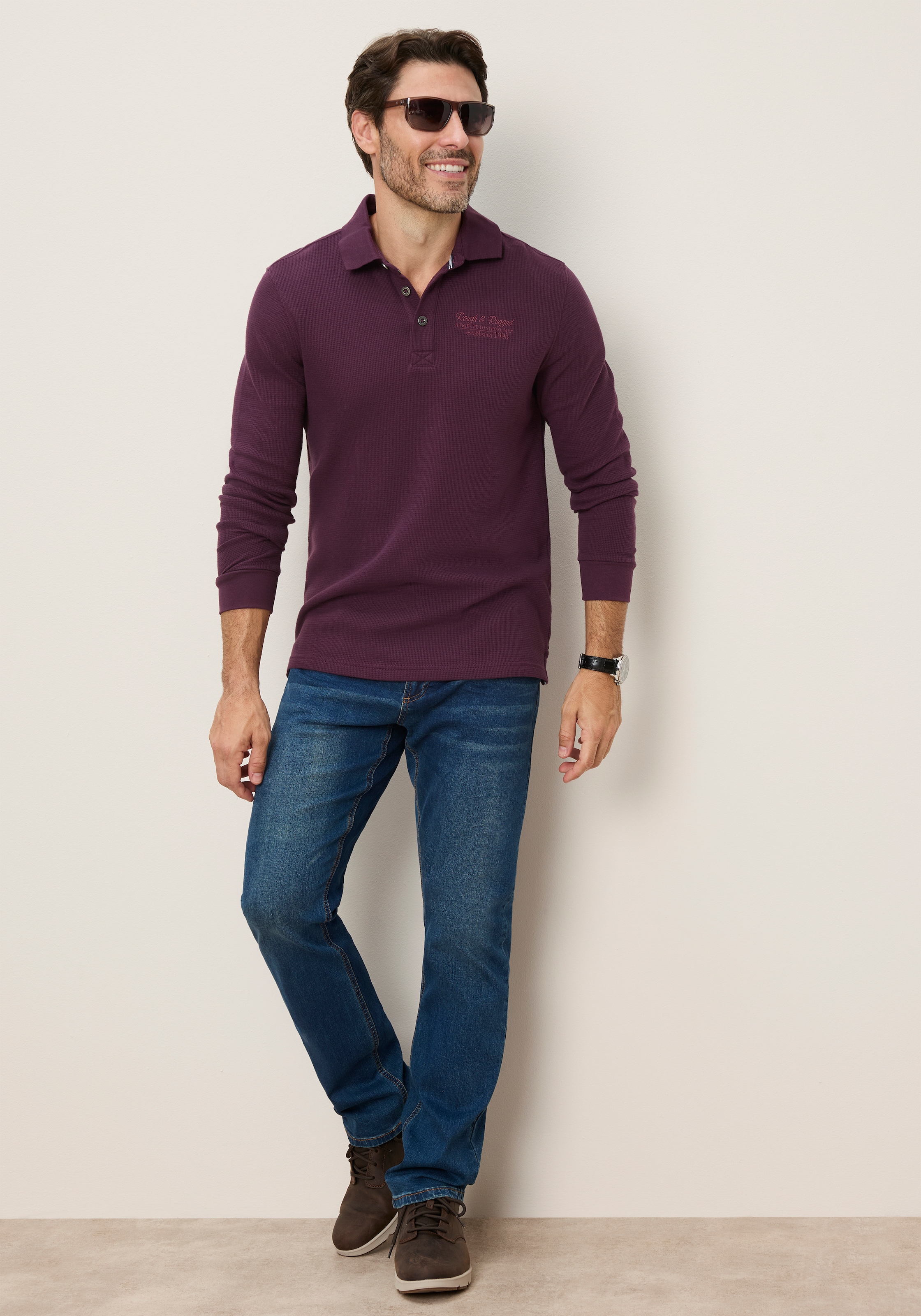 Man's World Polo coupe normale, à manches longues, style classique