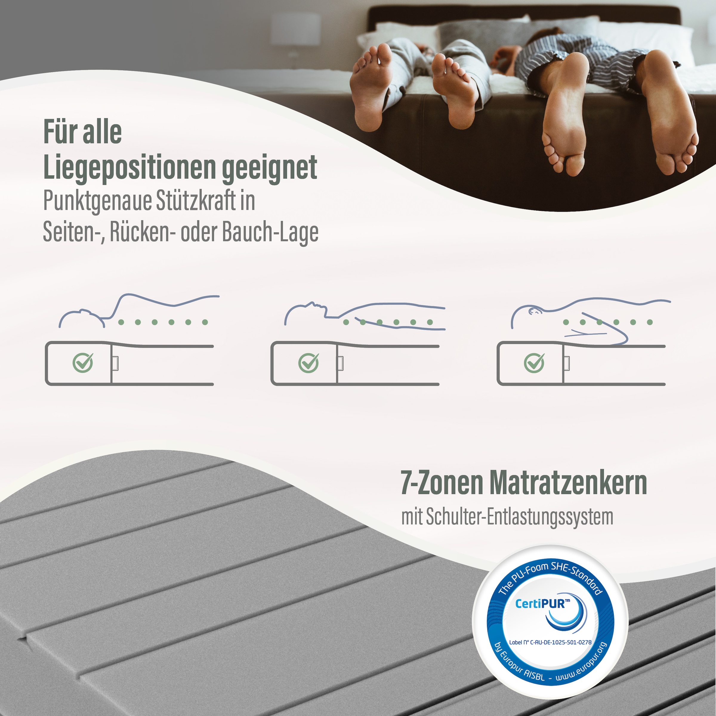 Beco Komfortschaummatratze »Marissa, 7 Zonen Matratze 90x200, 140x200 cm & weitere Grössen« 18 cm hoch Raumgewicht: 30 kg/m³ 1 Stk. tlg. ergonomischer Schlaf , getestet in 90x200, H3, Ausgabe 10/2025