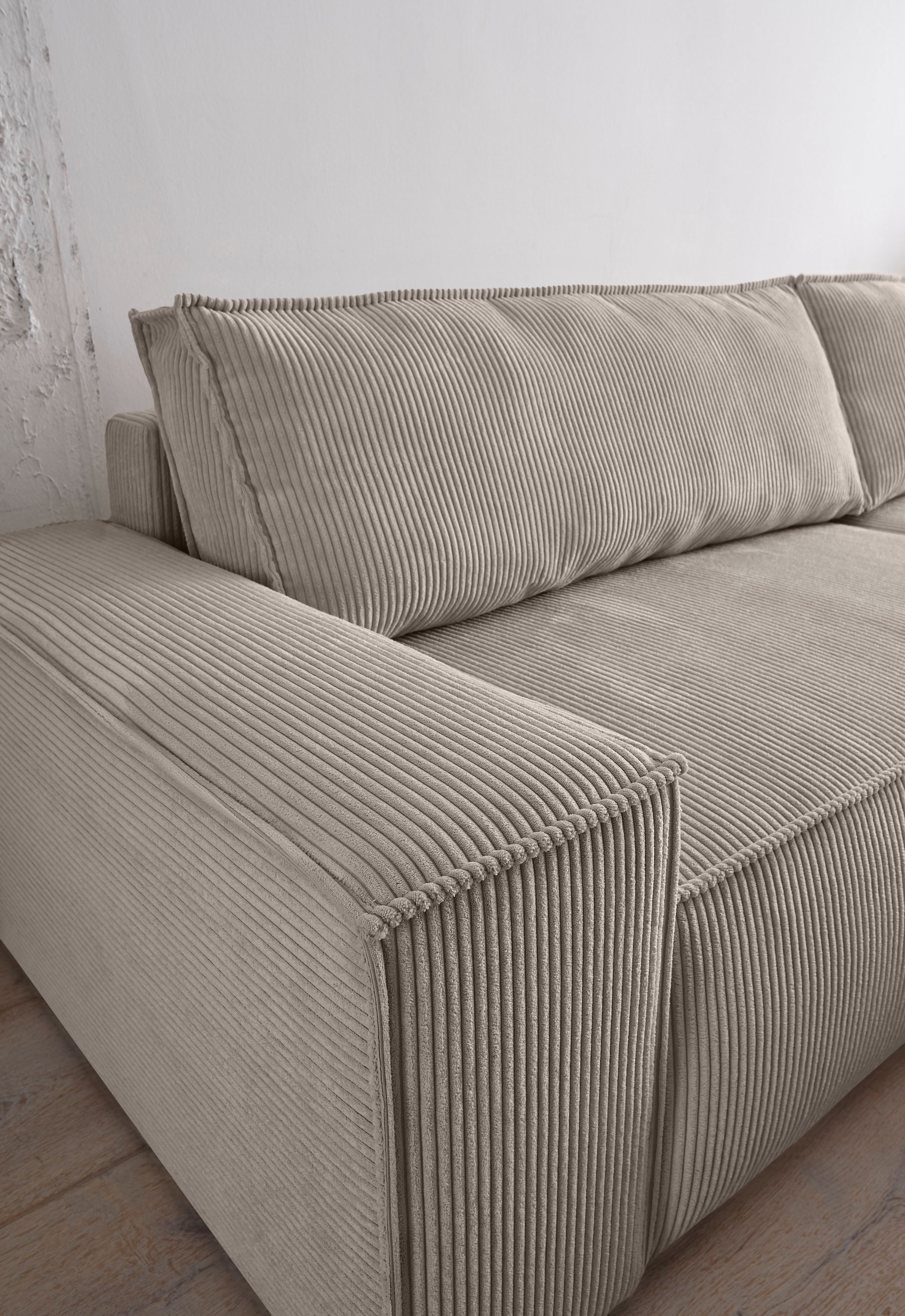 Home affaire Ecksofa »SHERWOOD L-Form, 267 cm - OTTO. Verlässliche Qualität.« Schlaffunktion mit Bettkasten (210x136 cm), Cord, Vintage, Samtvelours