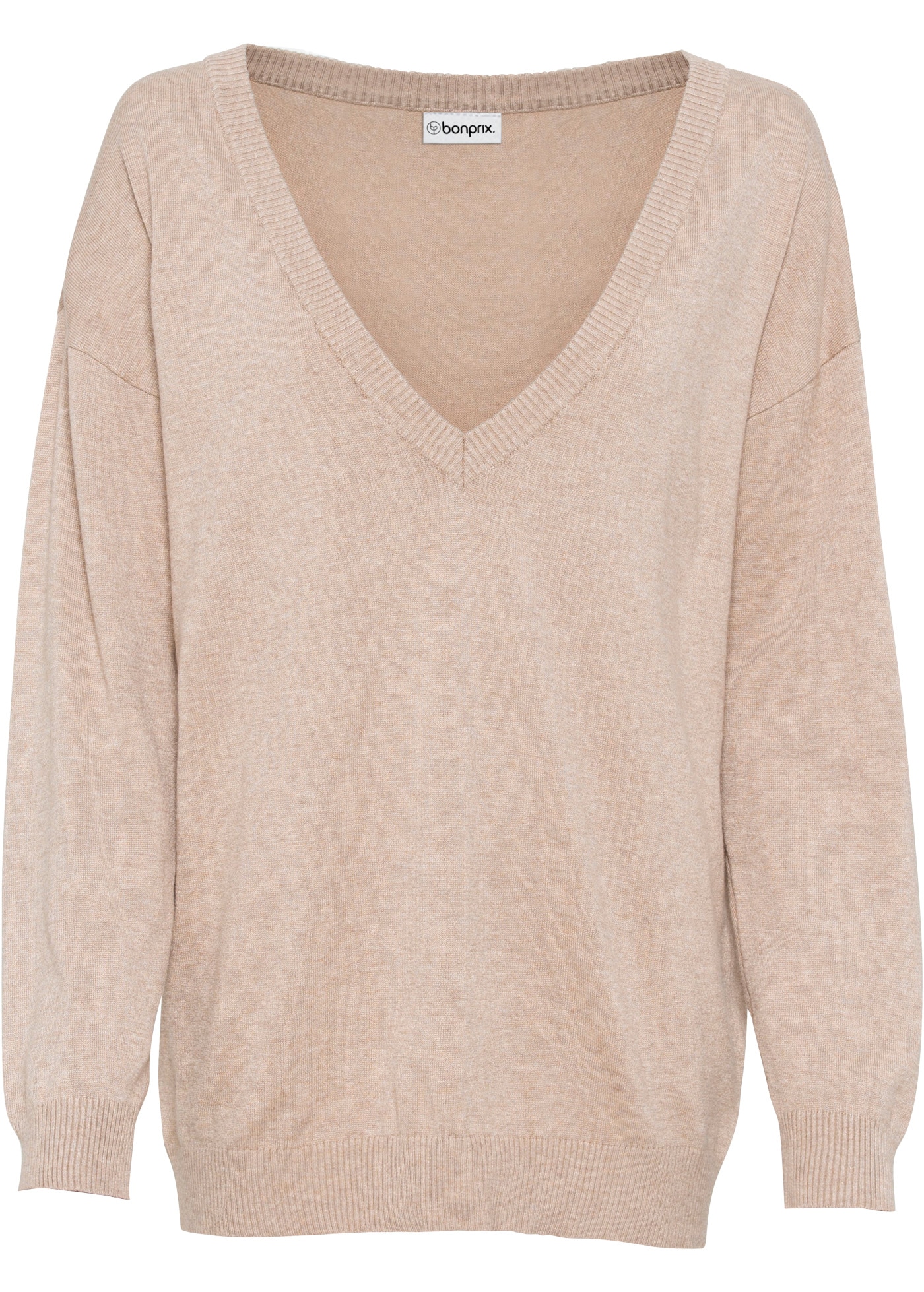 bonprix Strickpullover kuschelweiches Material, Oversize-Passform, V-Ausschnitt