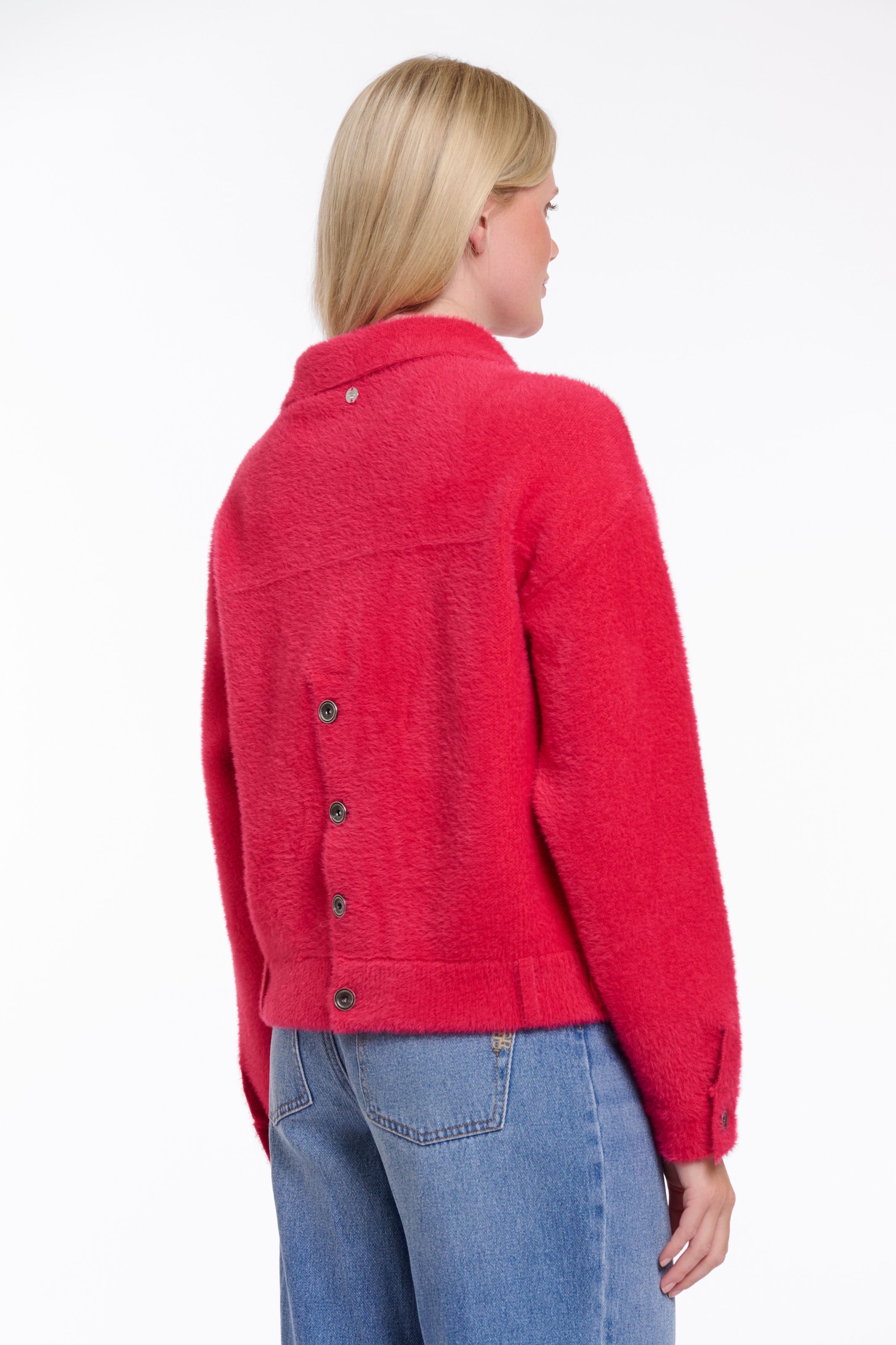 Rino & Pelle Cardigan »BUBBLY« avec un aspect duveteux, manches longues, col rond, sans capuche, en mélange de matières