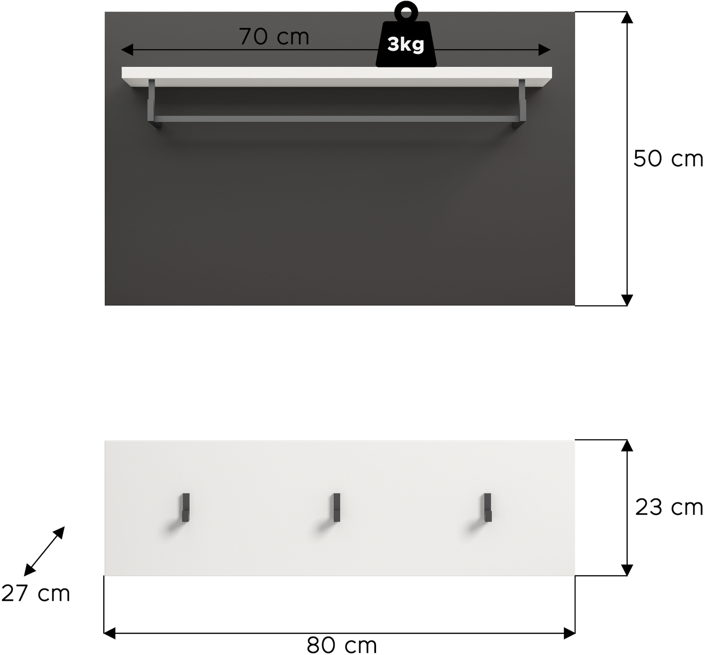 INOSIGN Panneau de vestiaire »REHAT, TOPSELLER!, 2-teilig, bestehend aus: Paneel & Hakenleiste« in verschiedenen Farben erhältlich, 1 cuis tlg. Paneel, Hakenleiste, Wandboard, Garderobe, Garderobenleiste