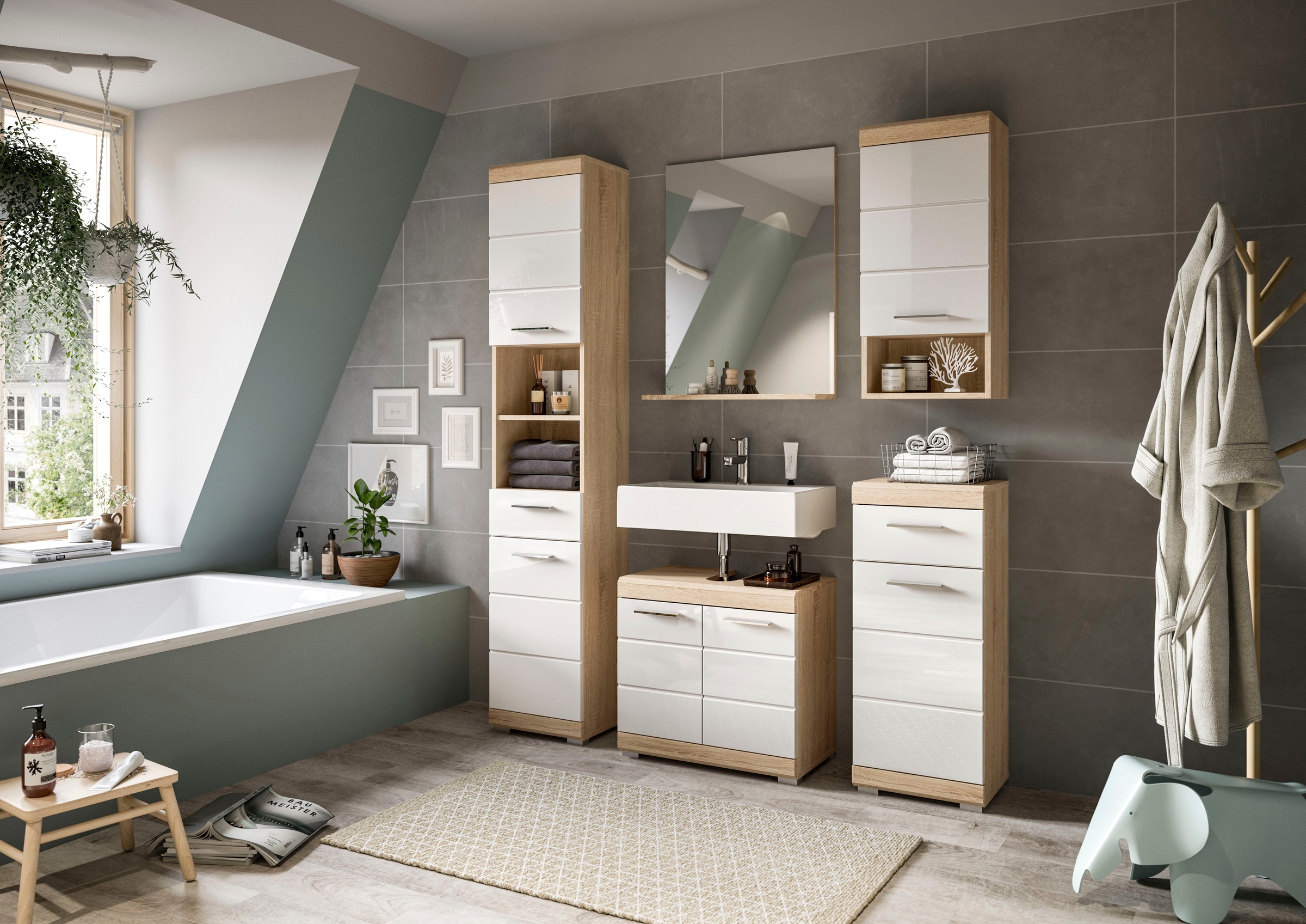 welltime Miroir de salle de bain »SIENA, Breite 60cm, 1 Ablageboden, hochwertiges Spiegelglas« disponible en plusieurs couleurs, meubles de salle de bain, miroir, salle de bain