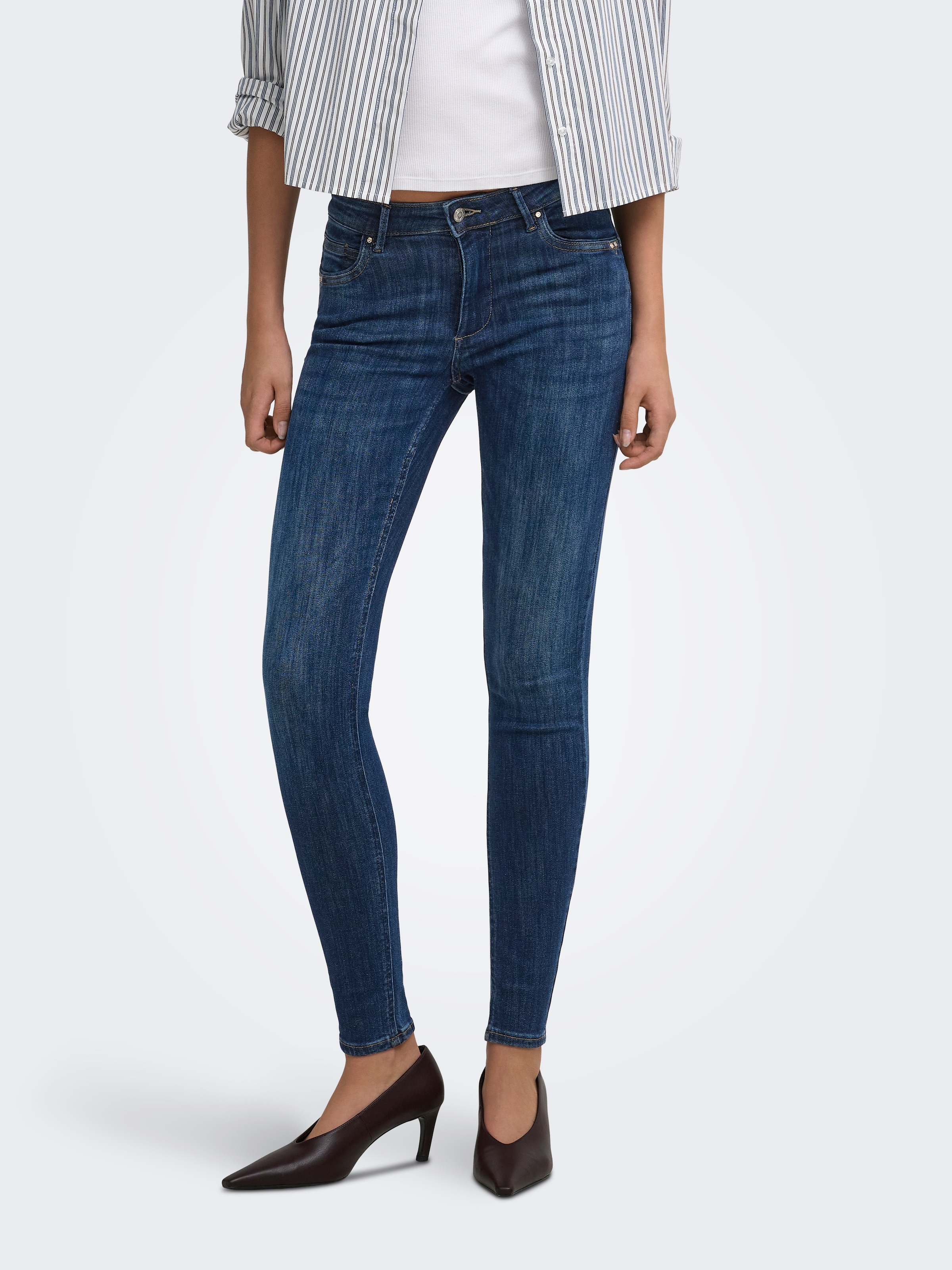 ONLY Skinny-fit-Jeans »ONLPOWER MID PUSH UP DET SK DNM« Baumwollmischung