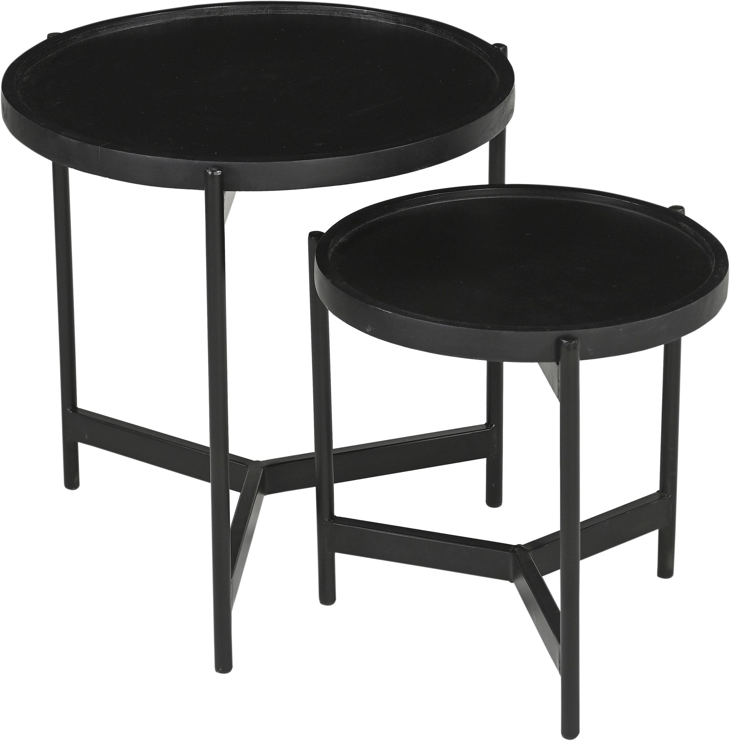 SIT Beistelltisch »Turin 2er Set aus Mango massiv mit Metallgestell« 2 Stk. tlg. 2er Set mit runden Tischplatten & robustem Metallgestell