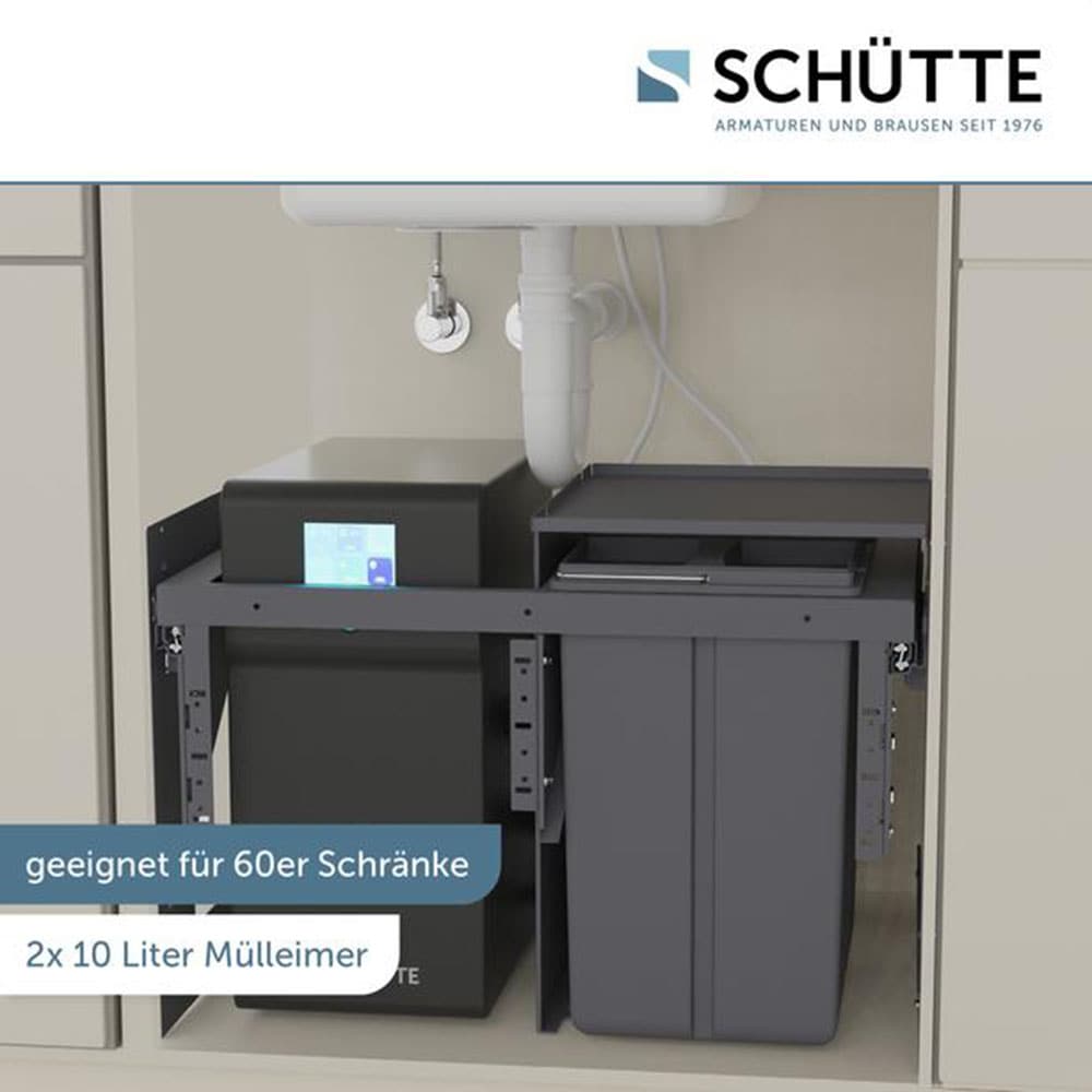 Schütte Système de tri des déchets »Aquastar« 2 Behälter à encastrer, 60cm, 2 compartiments, tiroir, couvercle