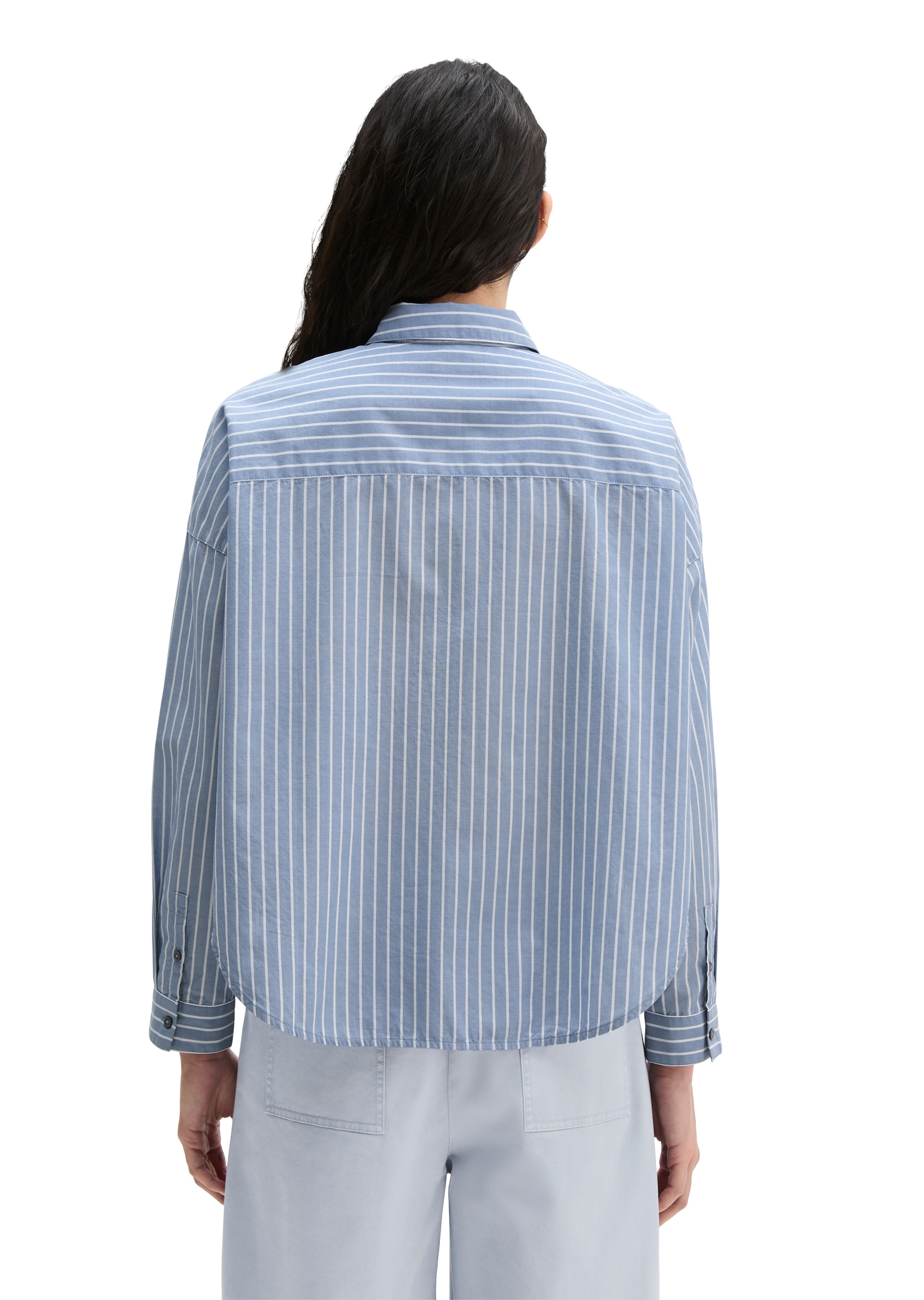 Marc O'Polo Blouse chemise bequem weite Form, garngefärbter Chambray, Kentkragen