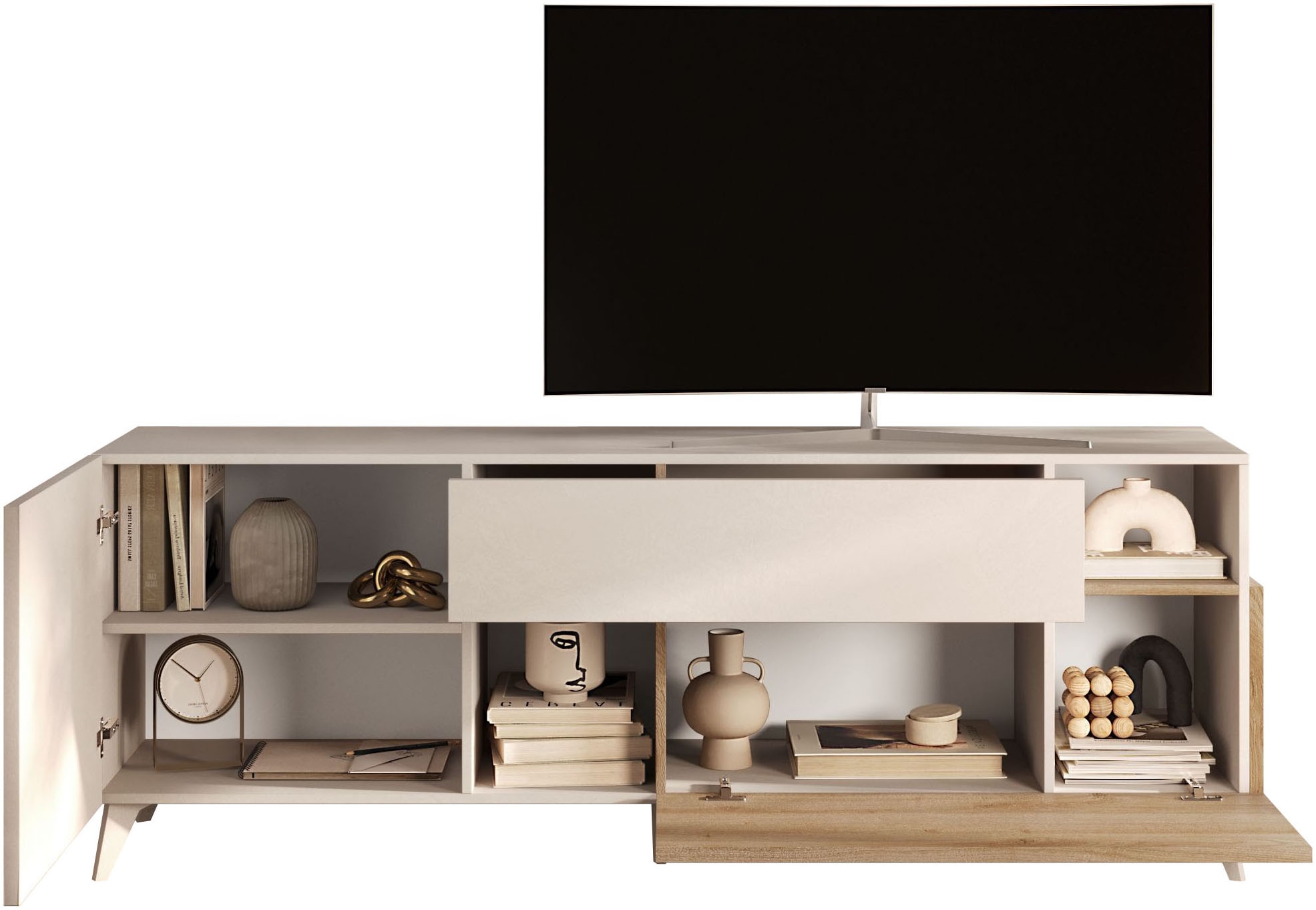 Home affaire Table basse »Monaco in Breite 181 cm, TV-Schrank mit Tür, Klappe und Schubkasten« Mediaboard – sanftes Schliessen, edles Design, Platz für alles