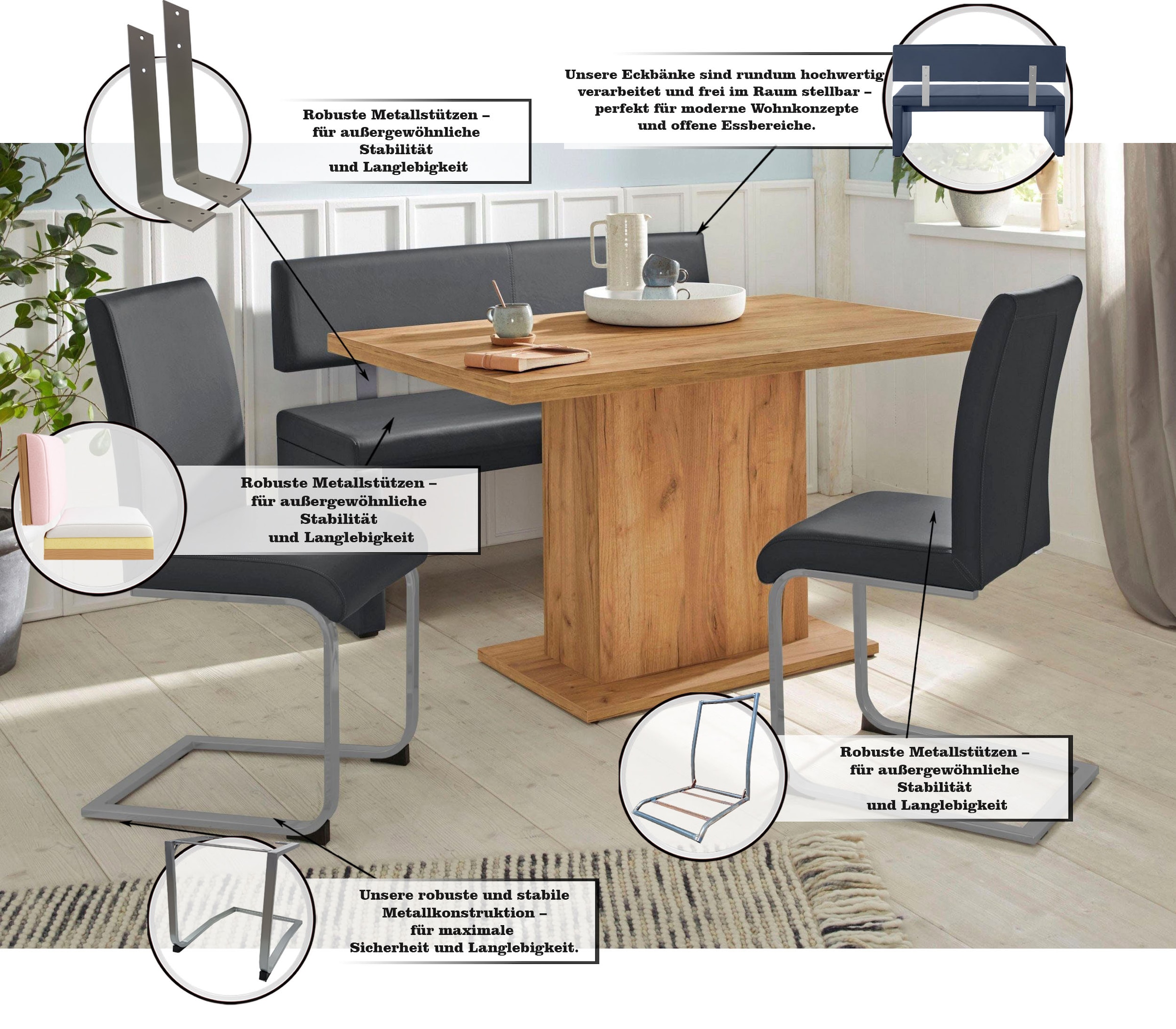 Home affaire Sitzbank »Charissa« mit Lehne, Breite 140, 160 oder 180 cm