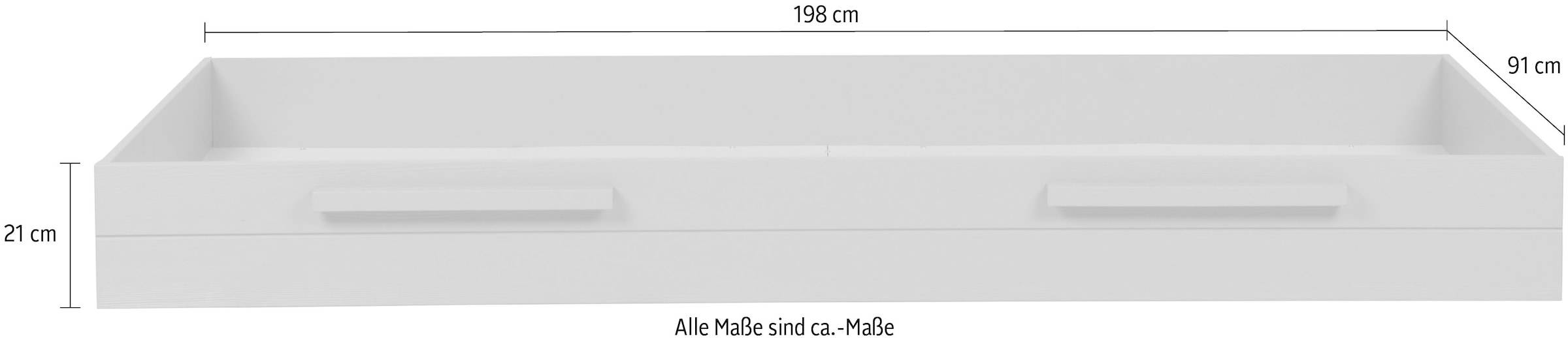 WOOOD Bettschubkasten »Dennis mit gebürstetem FSC® Massivkiefer B 198 x T 91 x H 21 cm« Als Stauraum- oder Gästebettschublade nutzbar, Schutzlack Pfleiglicht