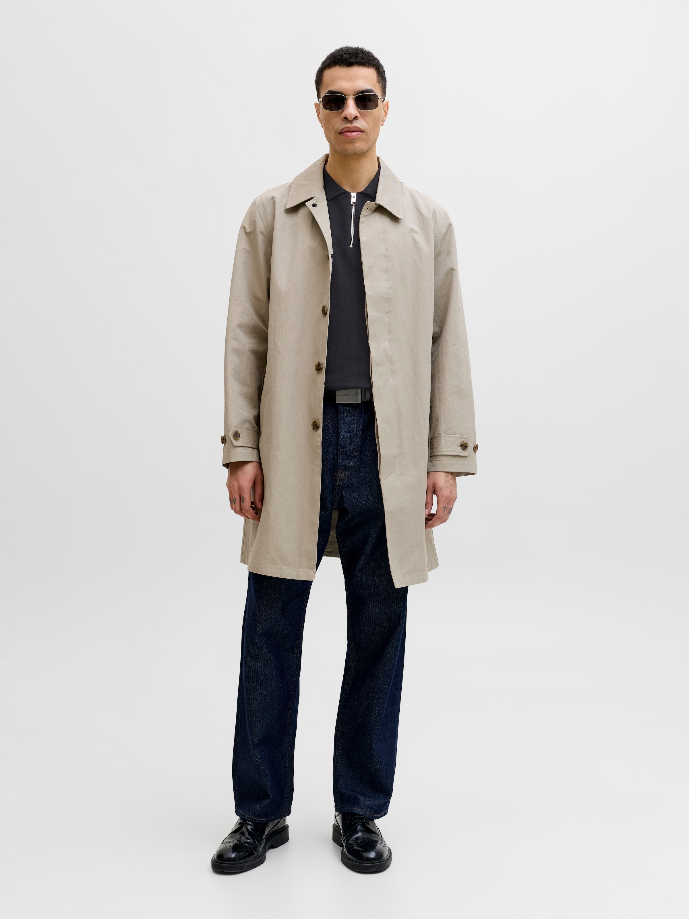Jack & Jones Pull à manches courtes »JJEEMIL KNIT ZIP POLO SS SN« avec fermeture éclair courte