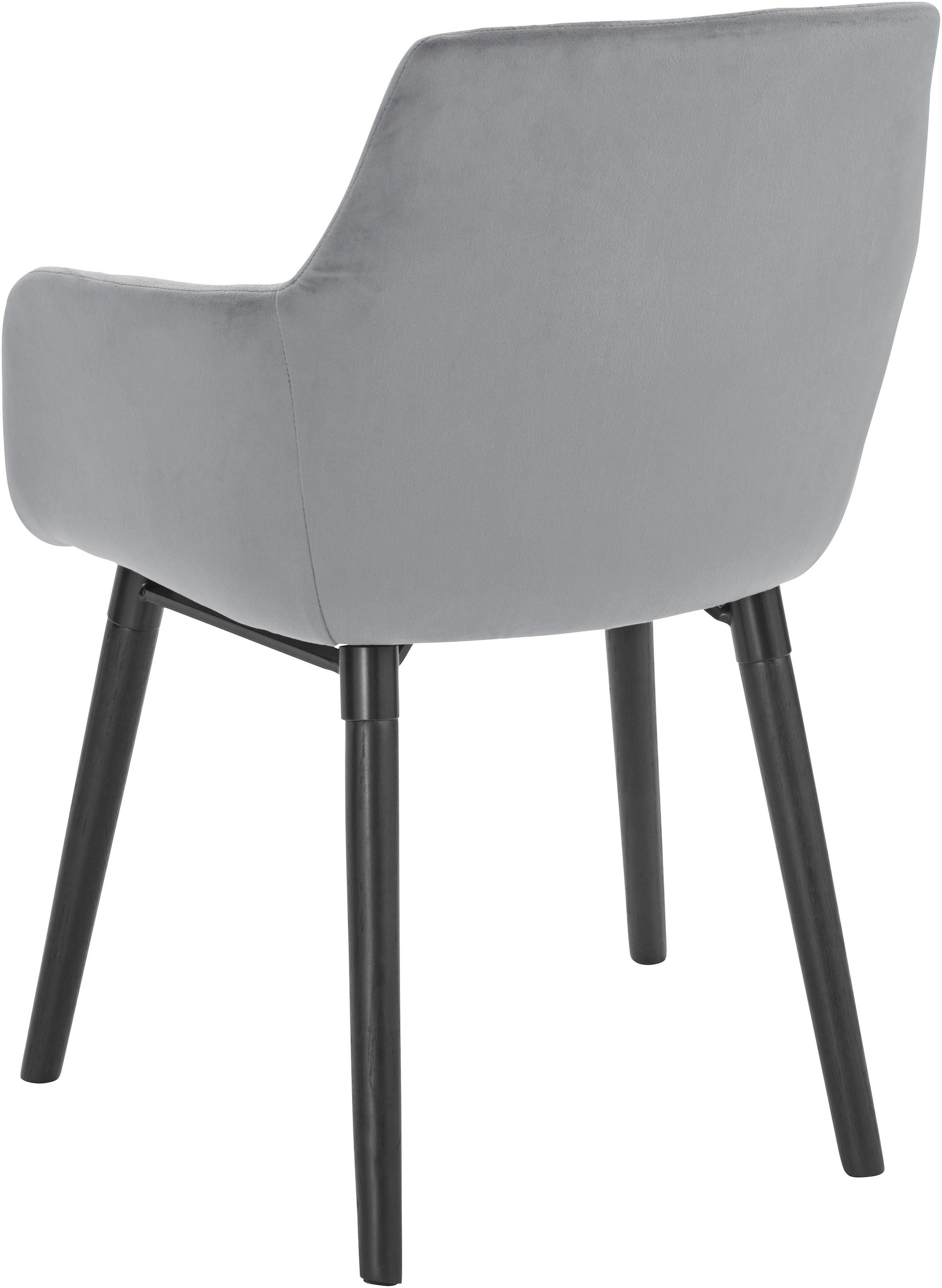 Home affaire Chaise avec accoudoirs »Bradford« (Set) 1 cuis(1 oder 2 Stück), Bezug in Samtsoff, Gestell aus Eiche Massivholz