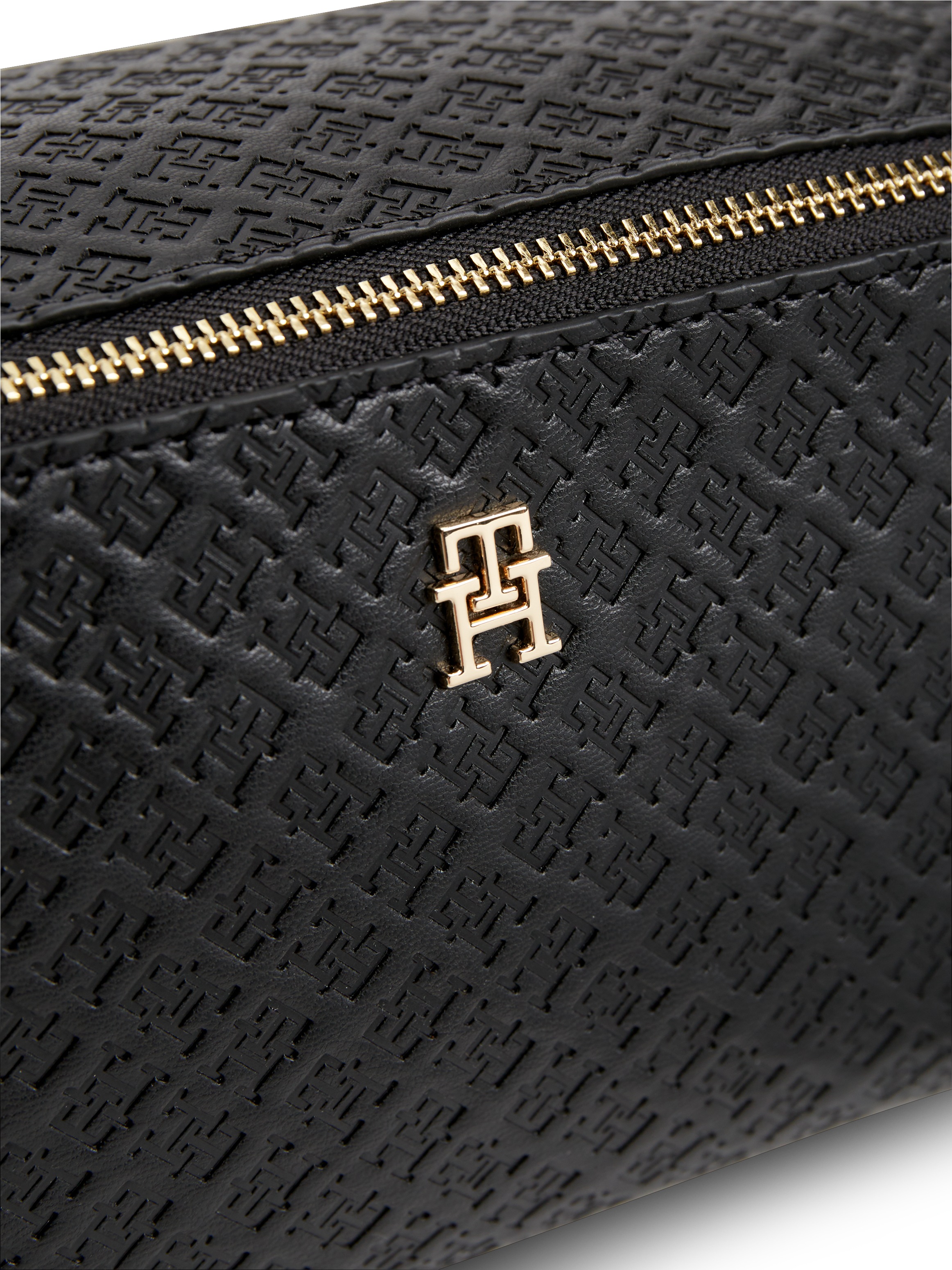 Tommy Hilfiger Nécessaire de toilette »TH ICON DOUBLE WASHBAG MONO« Trousse de toilette unisexe, trousse cosmétique avec embossage de logo sur toute la surface