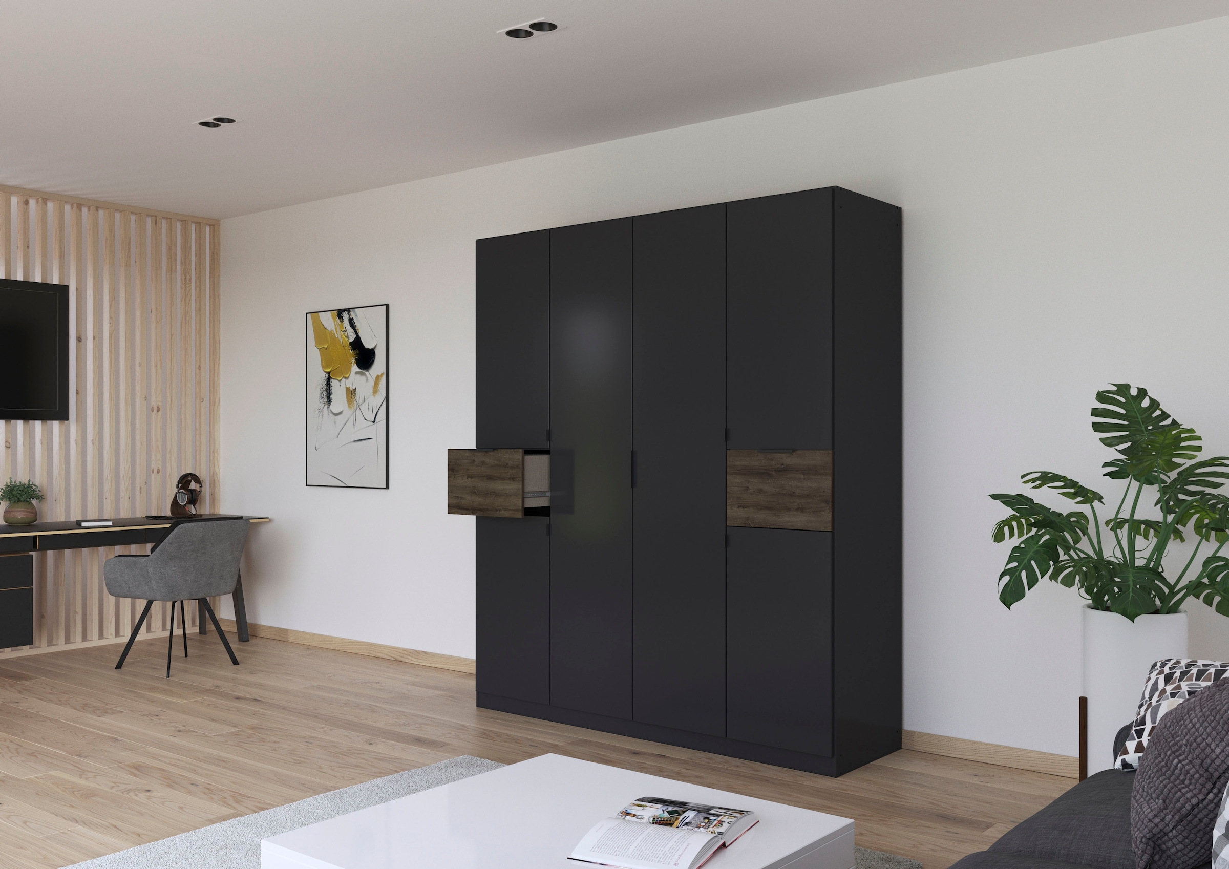 rauch Armoire à portes battantes »Kleiderschrank Schrank Garderobe Wäscheschrank TICAO« Tiroirs positionnables en hauteur de manière variable,  avec 2 tiroirs spacieux, beaucoup de rangement MADE IN GERMANY