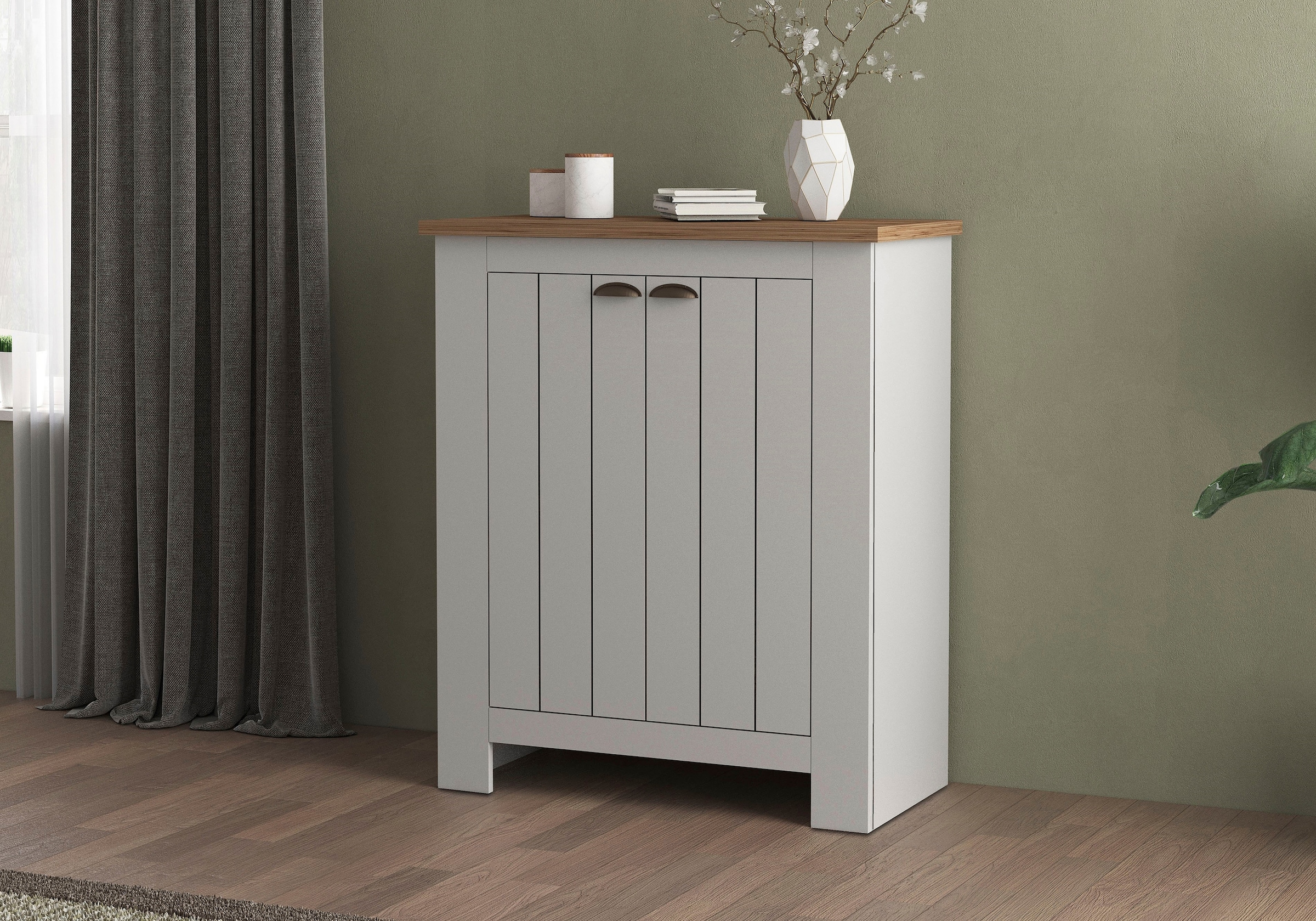 Home affaire Schuhschrank »FIGO, Made in Italy – Schuhkommode,Schuhregal für ca. 20 Paar Schuhe« 1 Stk. tlg. 4-Türig, Siebdruck-dekorative Fräsungen, 10 Fächer, Breite 84 cm