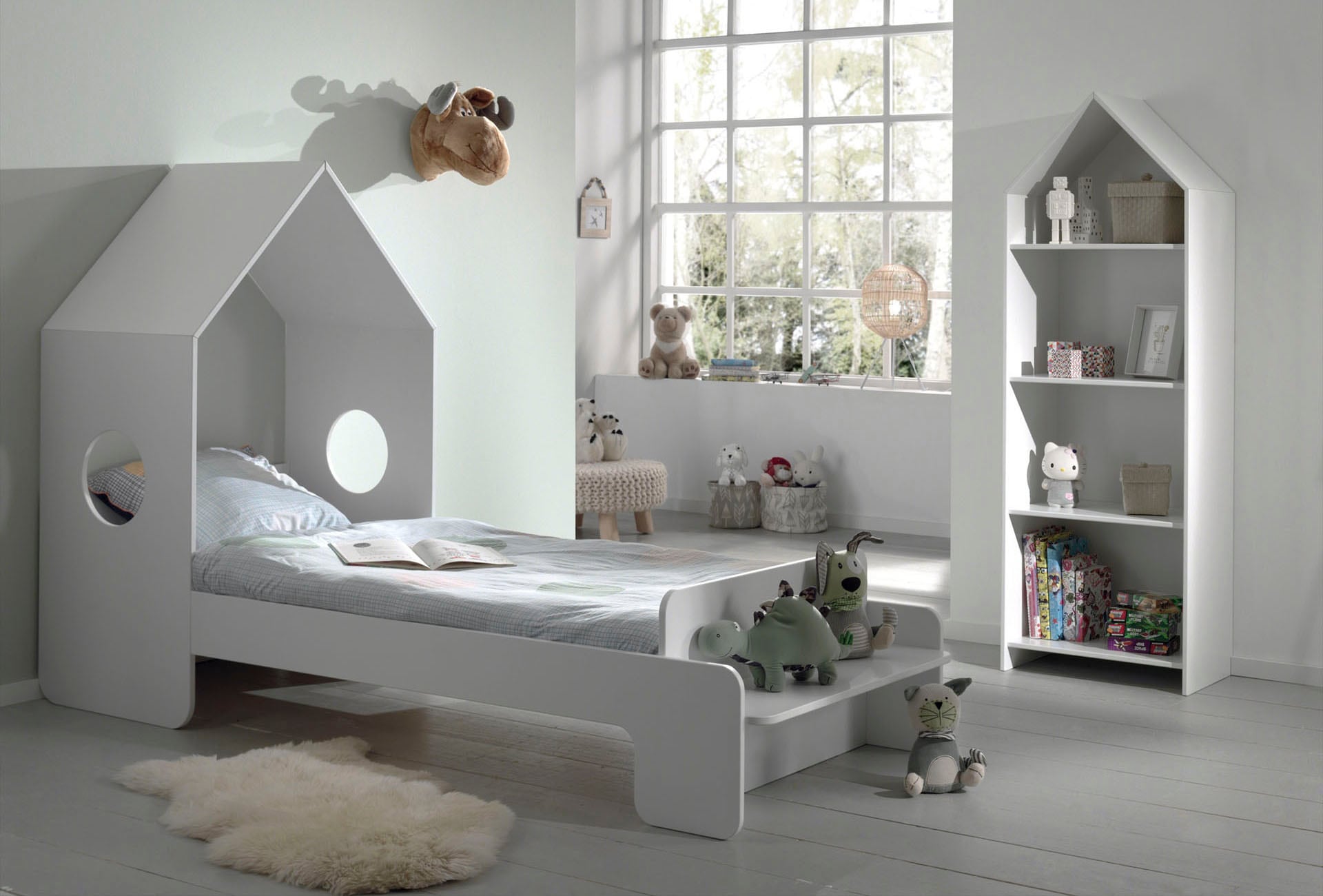 Vipack Étagère pour enfants »Casami, Regalschrank mit 3 Böden und viel Stauraum« L/H/P env. 57,6x171,3x37 cm, utilisation universelle, très moderne,  en MDF de haute qualité, laqué blanc