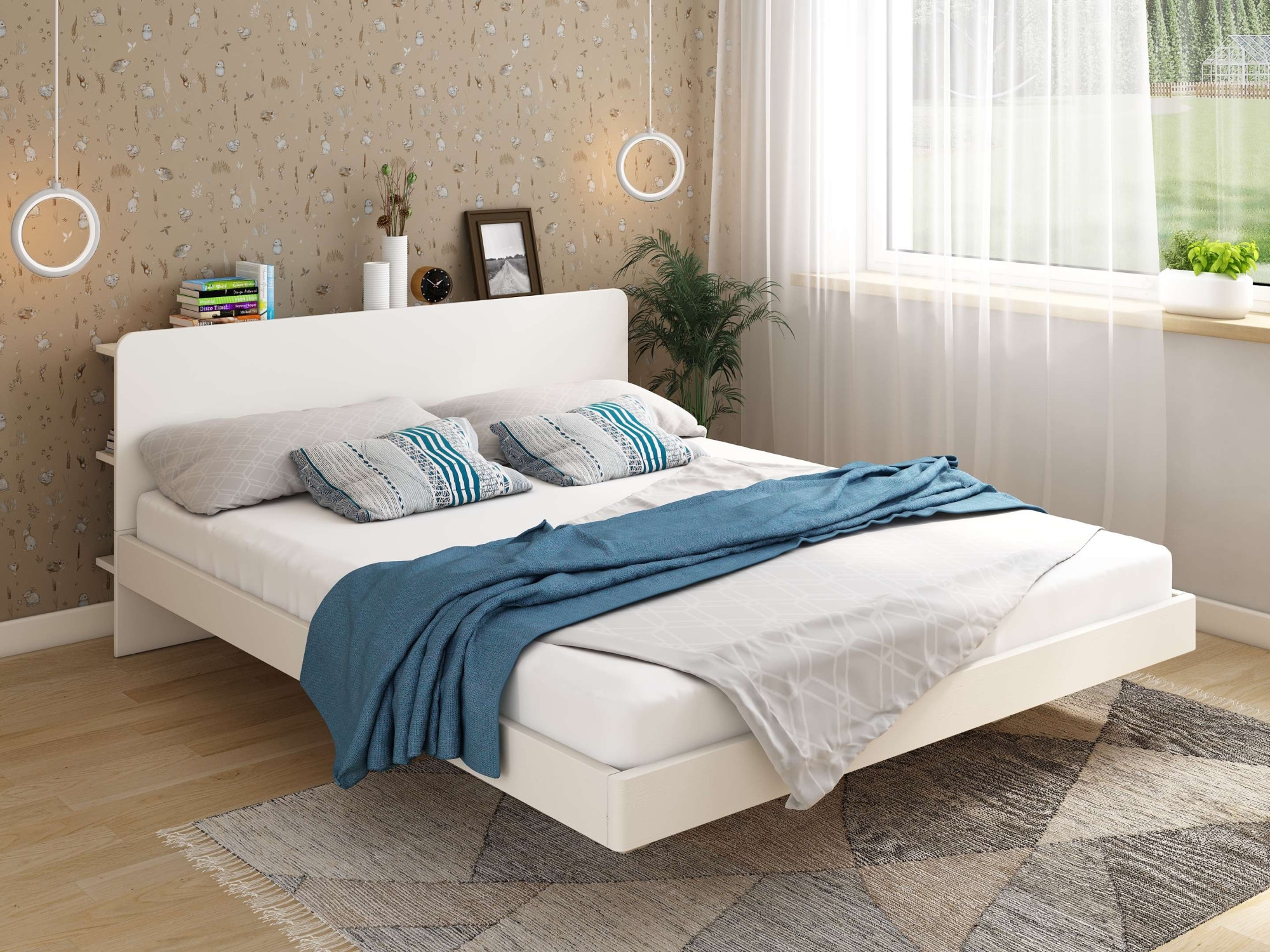 Home affaire Massivholzbett »Amaliah Schwebebett, versteckte Regale hinter dem Kopfteil,« schwebender Effekt, mit Lattenrost, modernes Design, stabile Qualität