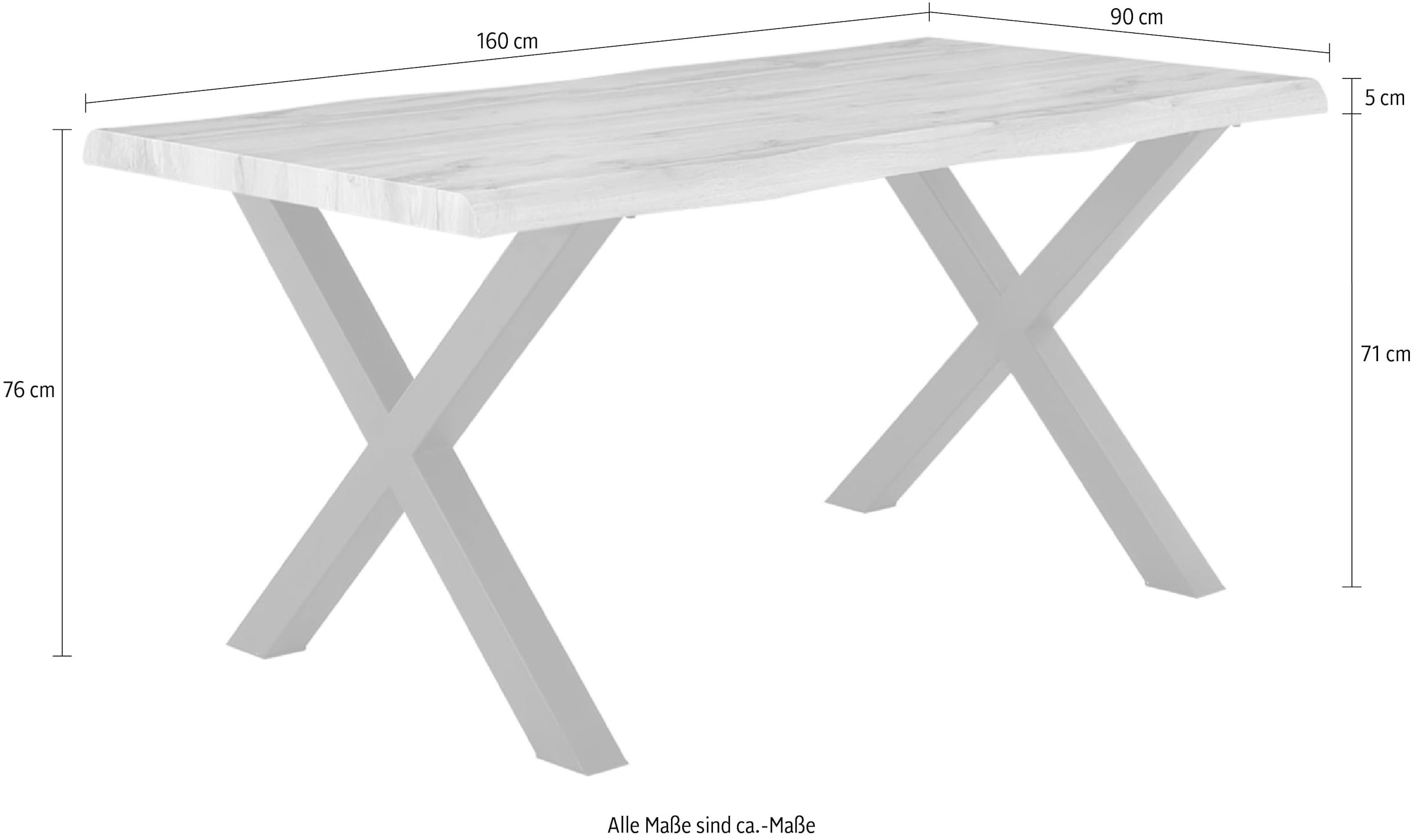 Jockenhöfer Gruppe Esstisch »Marlon« geschwungene Baumkantenoptik und schwarzes Untergestell