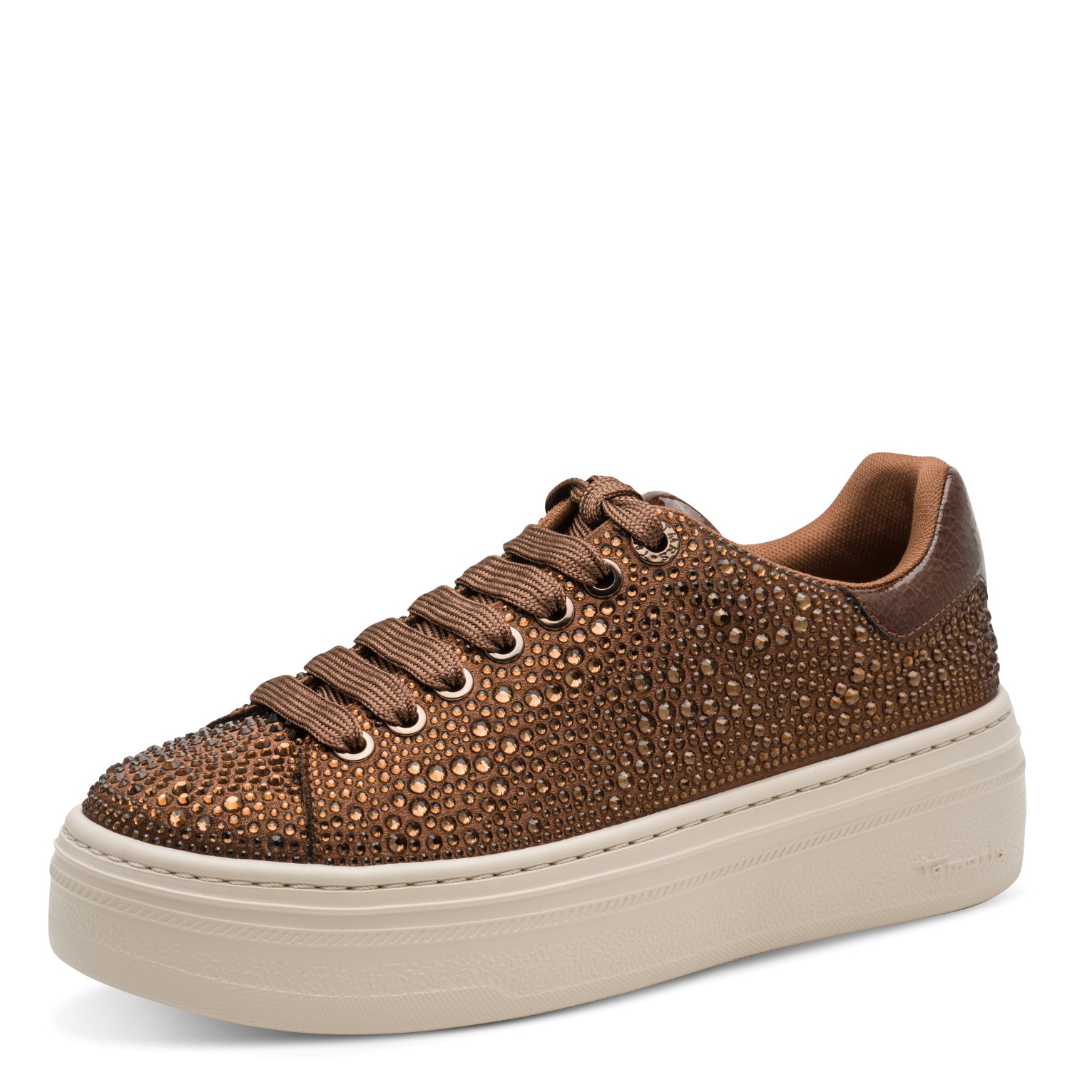 Tamaris Plateausneaker  Schnürer, Halbschuh, Freizeitschuh mit glänzenden Strasssteinen