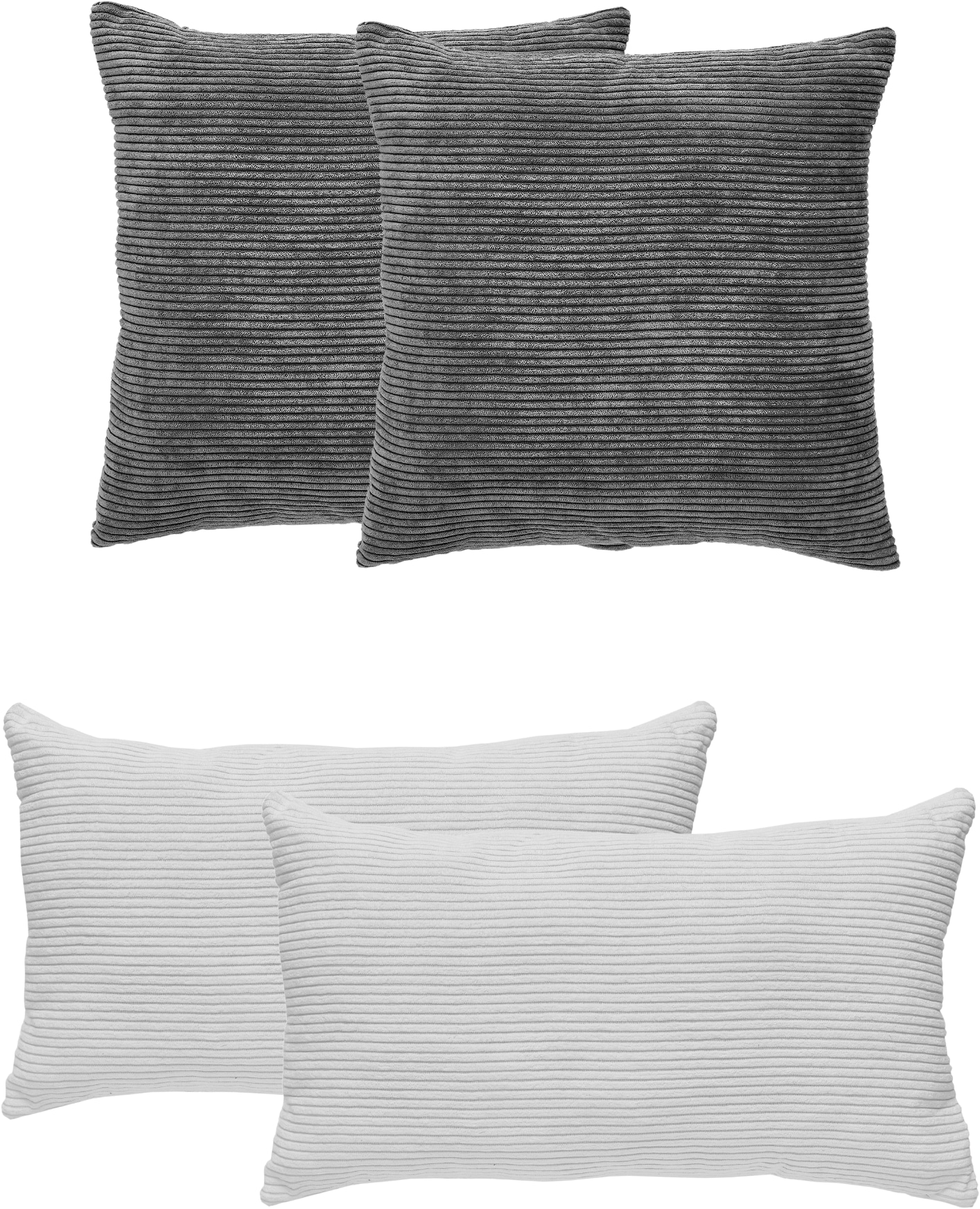 Andiamo Coussin décoratif »Cord Kissen Emy, 4er Set, Kissenhülle mit Füllung« coussin de canapé, carré, 40x40 & 30x50 cm, disponible aussi à l’unité