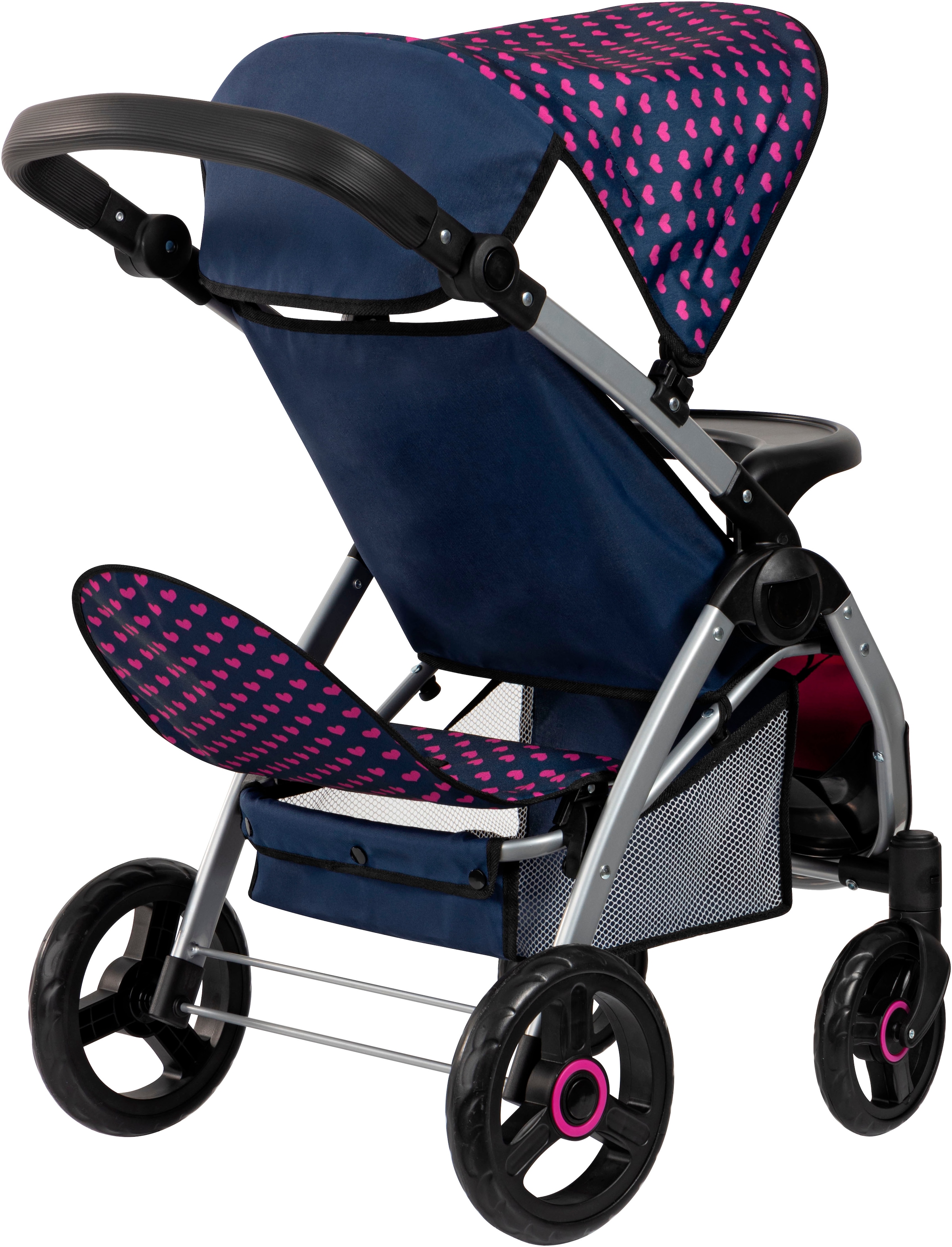 Bayer Puppen-Zwillingsbuggy »Twin Star, blau/pink« mit Wickeltasche