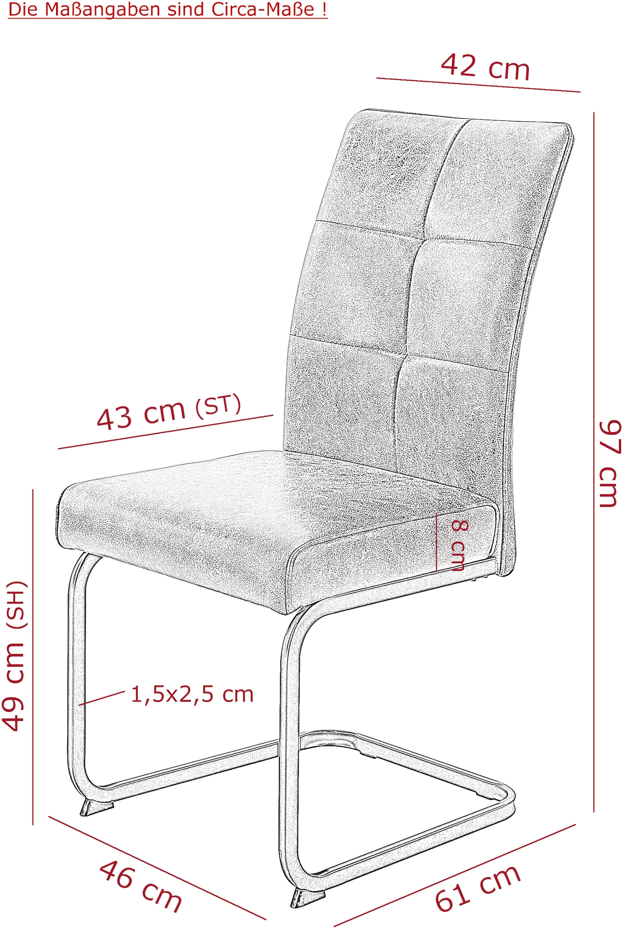 HELA Chaise cantilever »MALTA« (Set) 1 cuisverschiedene Bezüge, Gestell Hochkant, Steppnähte